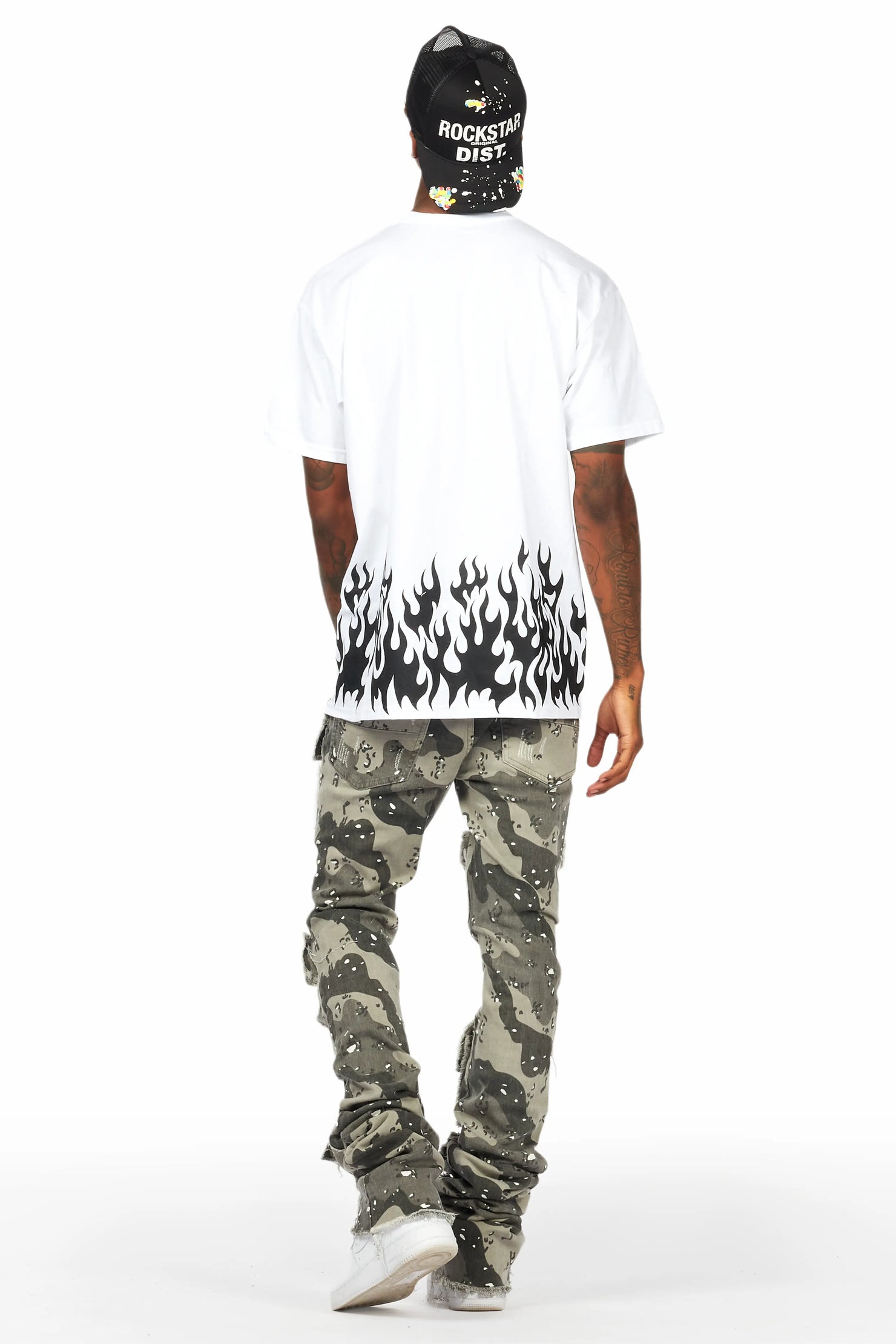Petrus Grey Camo Super Stacked Flare Jean