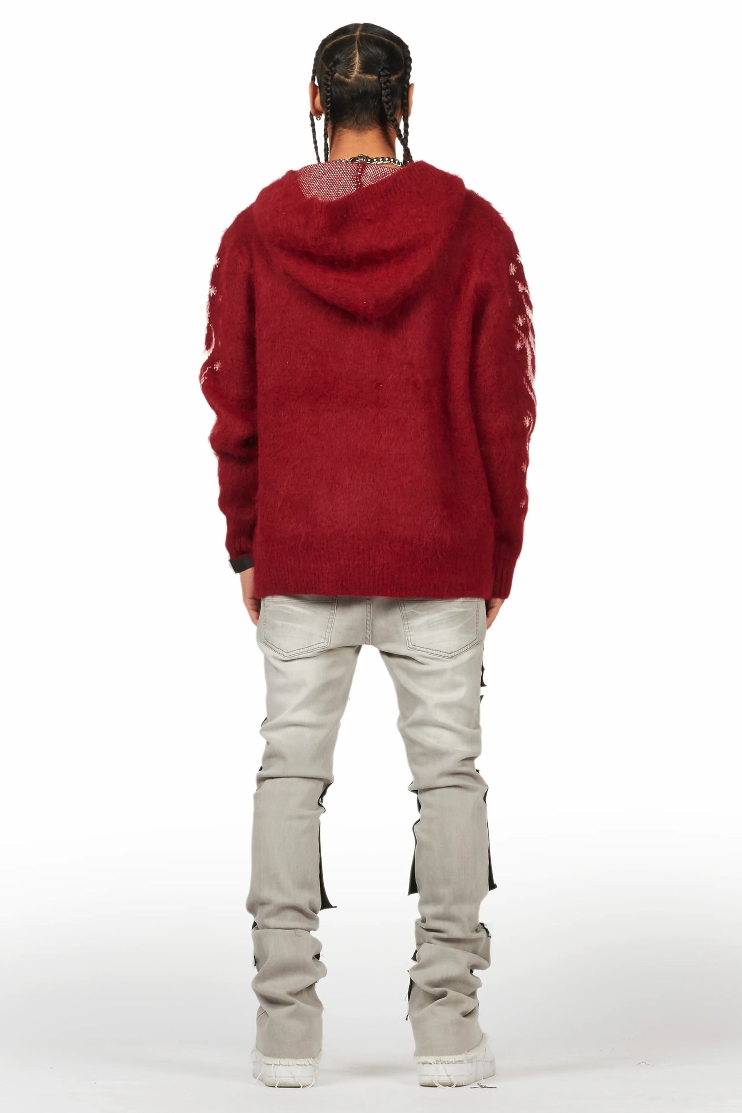 Raymond Red Graphic Knitted Mohair Hoodie