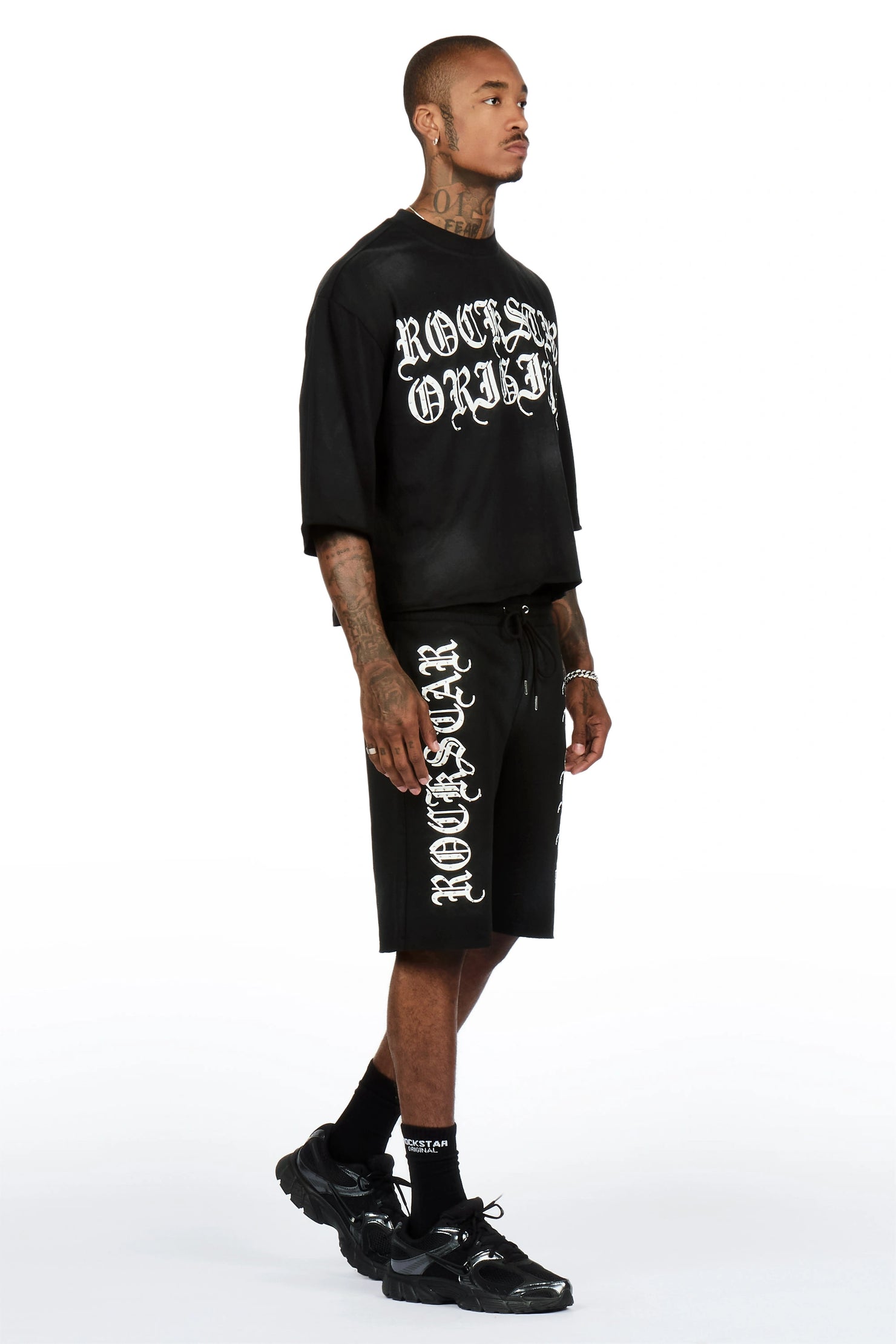 Dazzle Black Rhinestone T-Shirt/Short Set