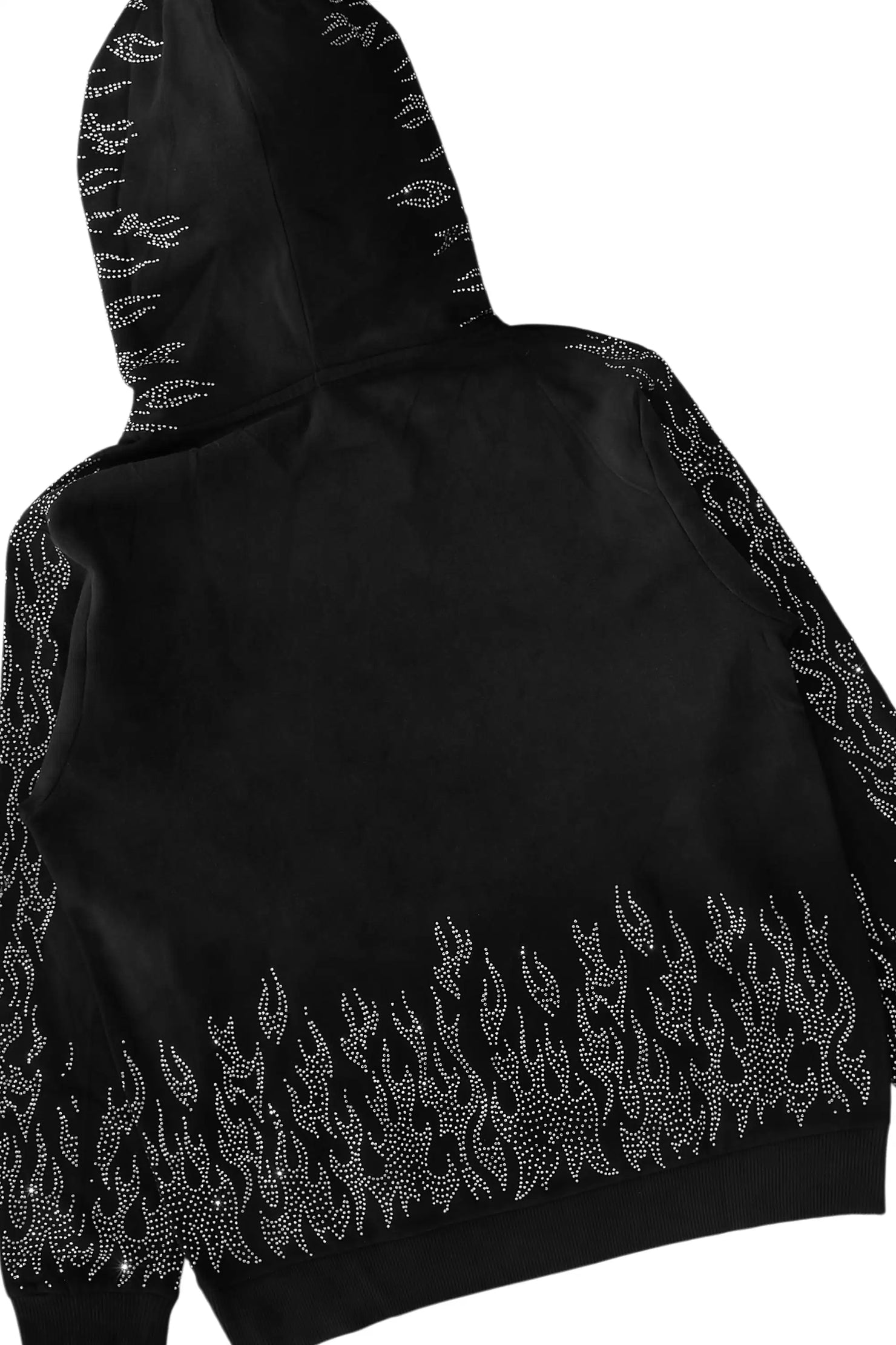 Bubble Black Rhinestone Stacked Flare Hoodie Track Set
