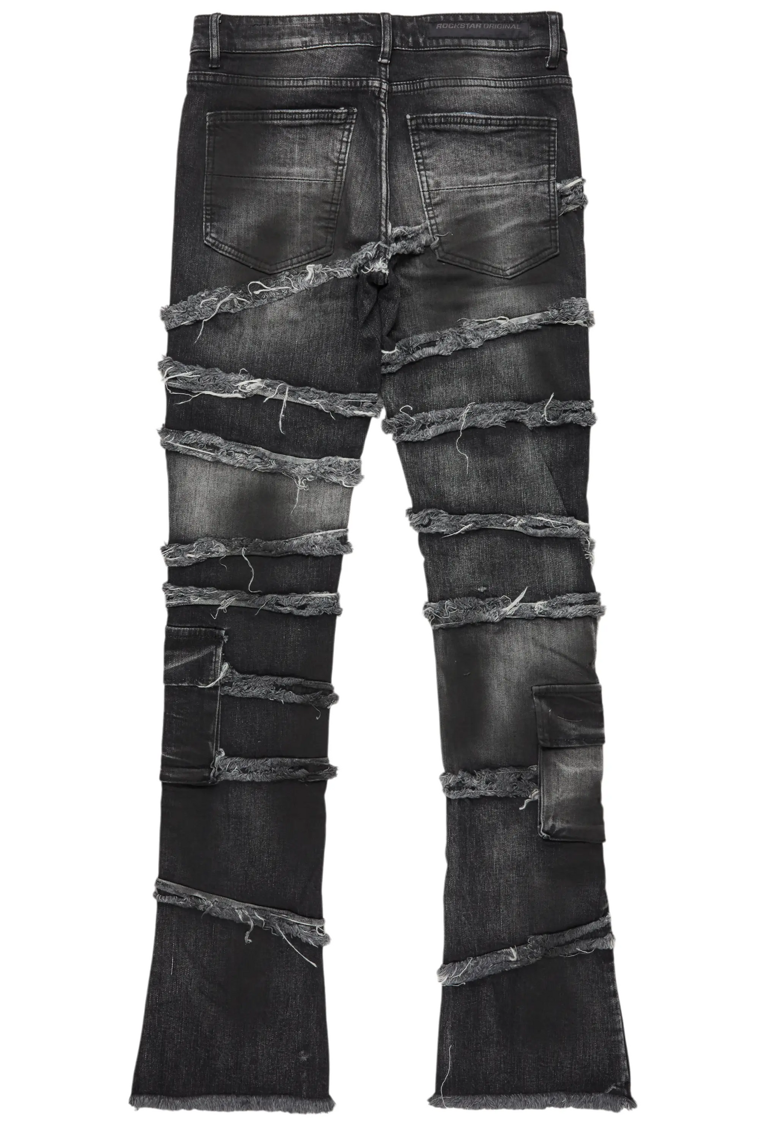 Yves Black Stacked Flare Cargo Jean