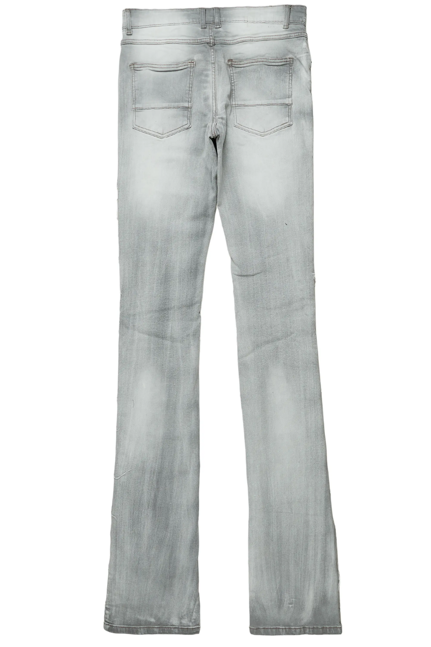 Waylon Grey Frayed Super Stacked Flare Jean