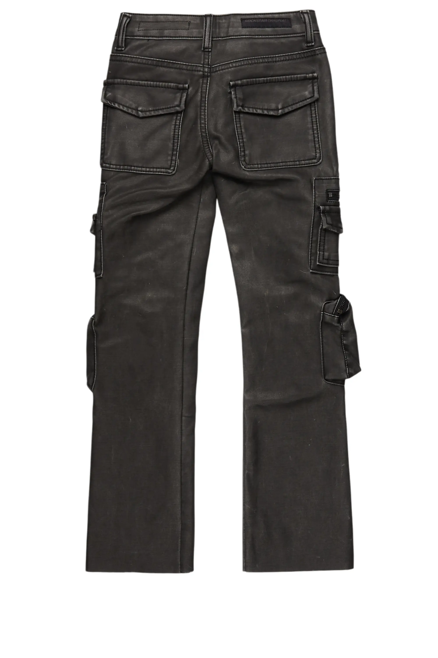 Boys Sutton Black Distressed PU Leather Jean