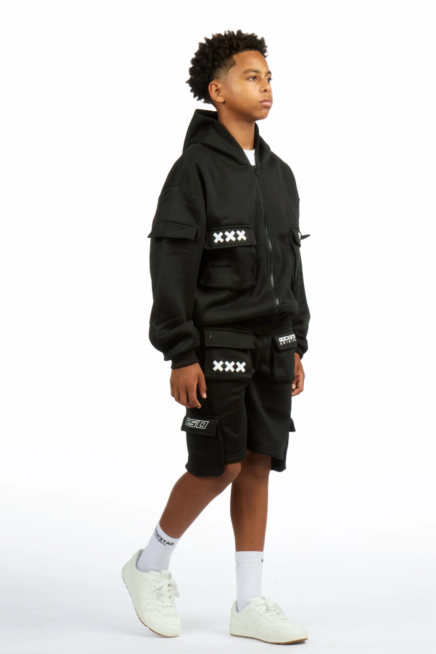 Boys Natan Black Cargo Short Set