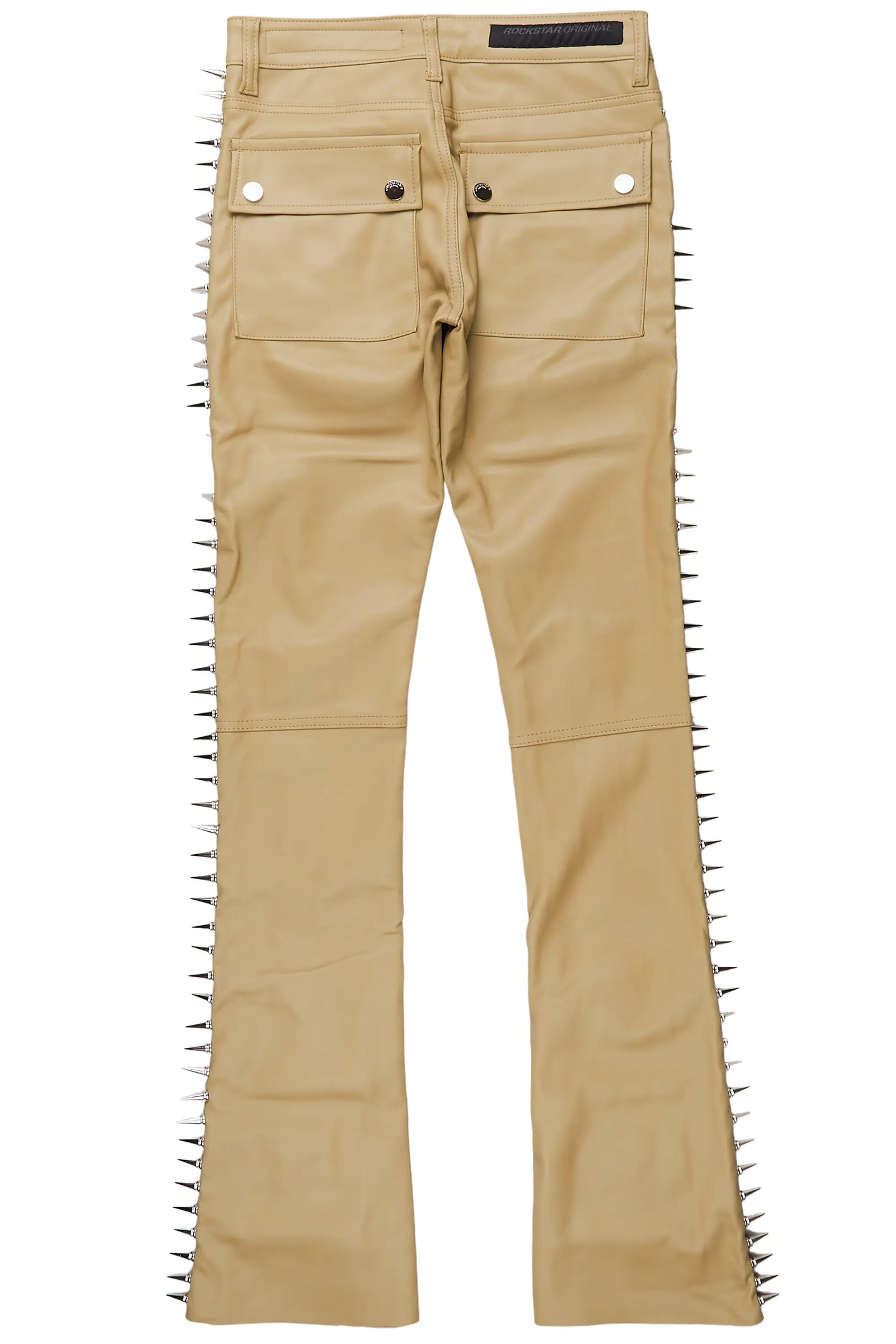 Leopold Beige PU Stacked Flare Jean