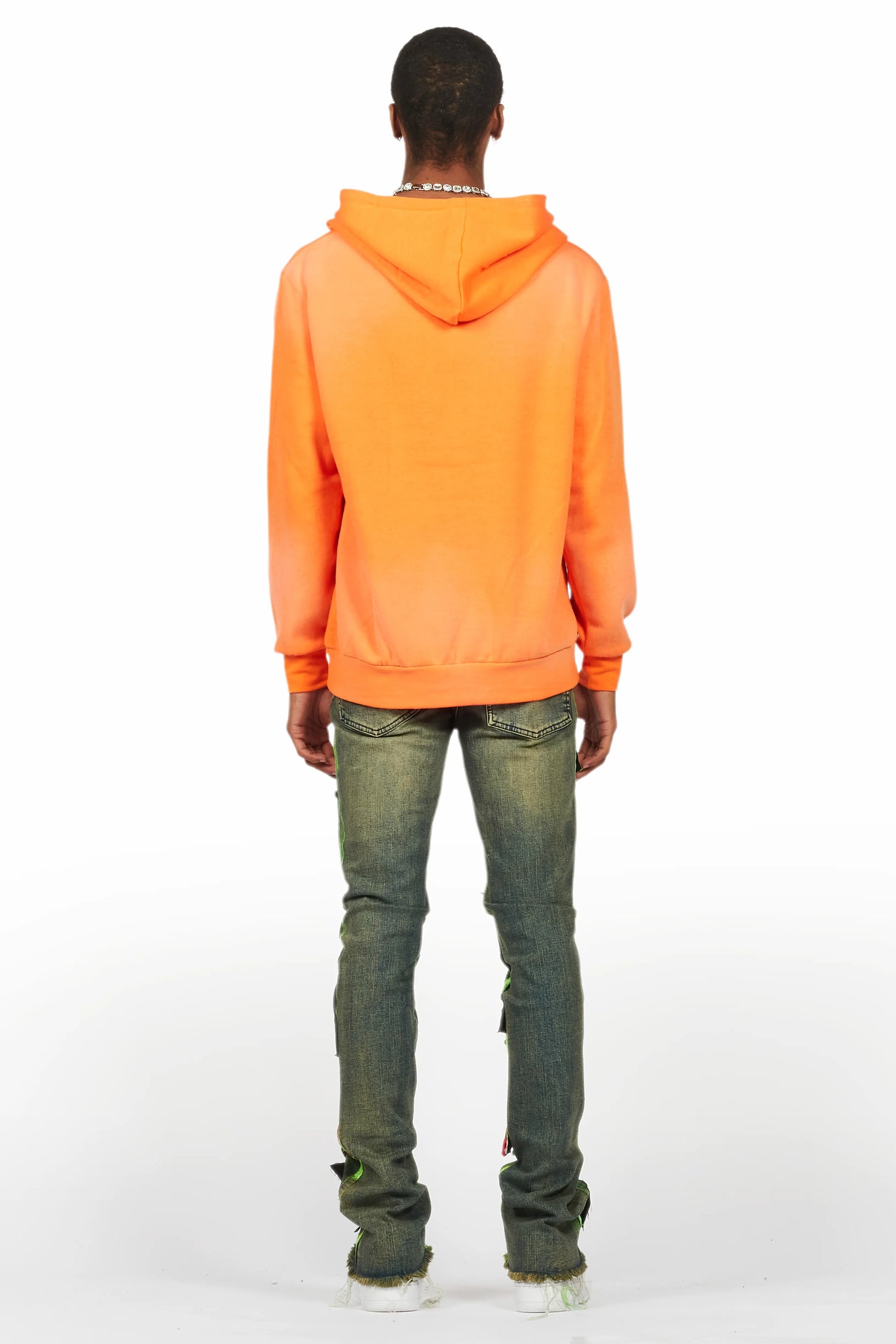 Valko Blue/Green Roller Paint Stacked Flare Jean