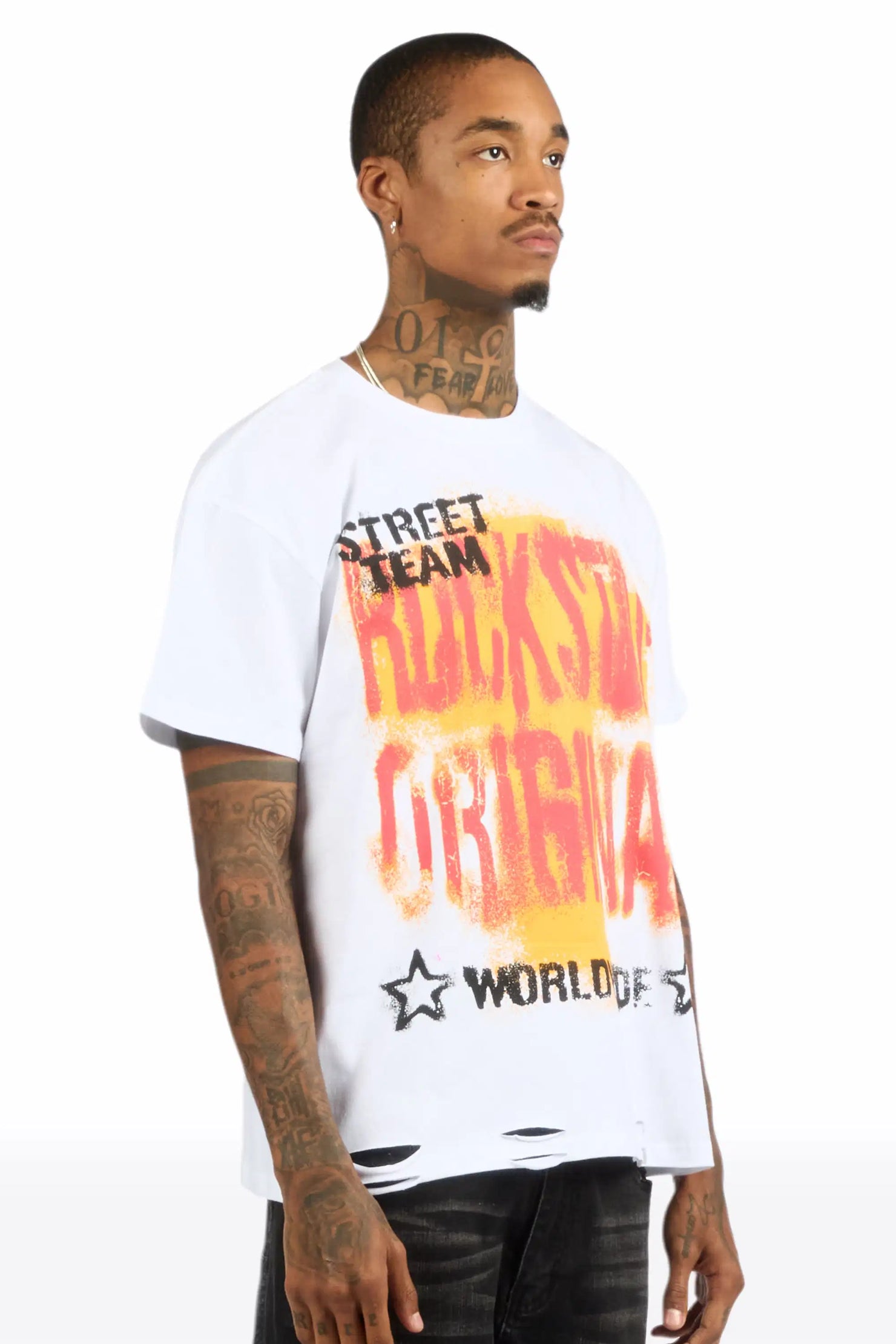 Crest White Oversized Graphic T-Shirt