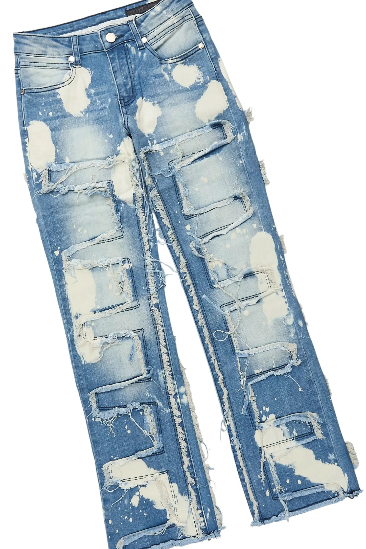 Boys Fields Black Double Layer Long Sleeve & Laban Blue Bleach Stacked Jean Set