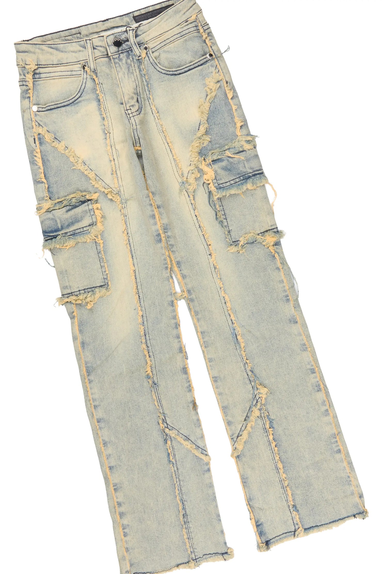 Girls Skye White/Dirty Blue T-Shirt Stacked Jean Set