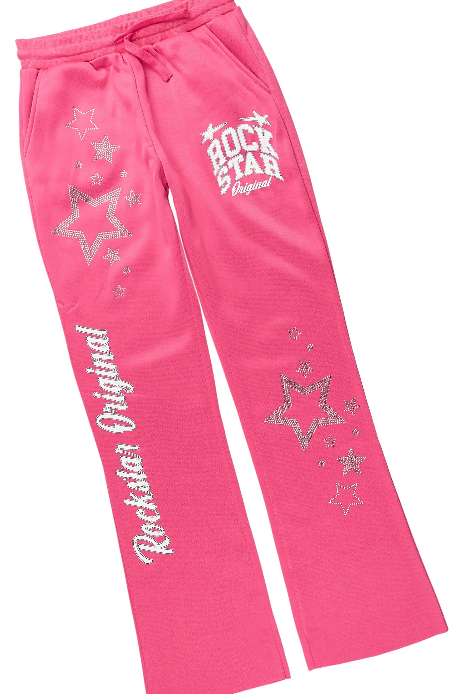 Girls Flaveya Pink Rhinestone Stacked Track Set