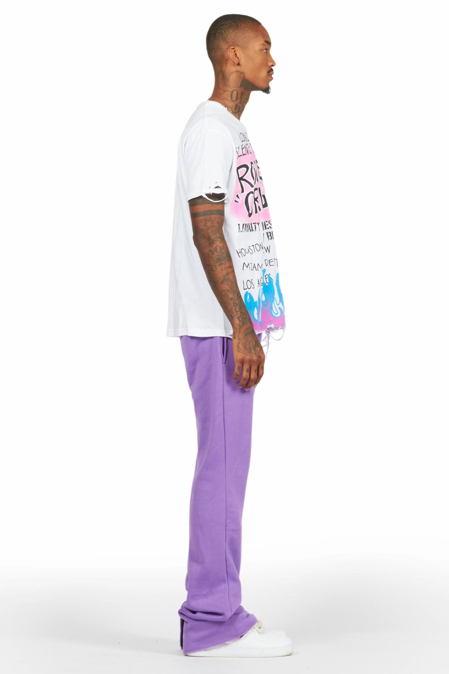 Uko Purple Stacked Baggy Track Pant