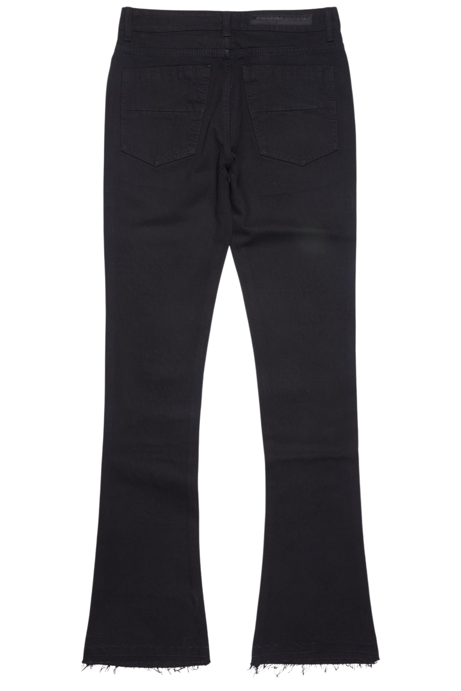 Yari Jet Black Rhinestone Stacked Flare Jean