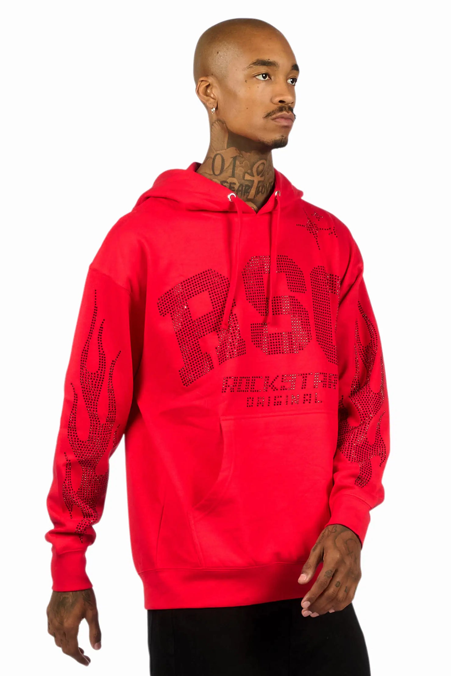 Merek Red/Black Rhinestone Graphic Hoodie