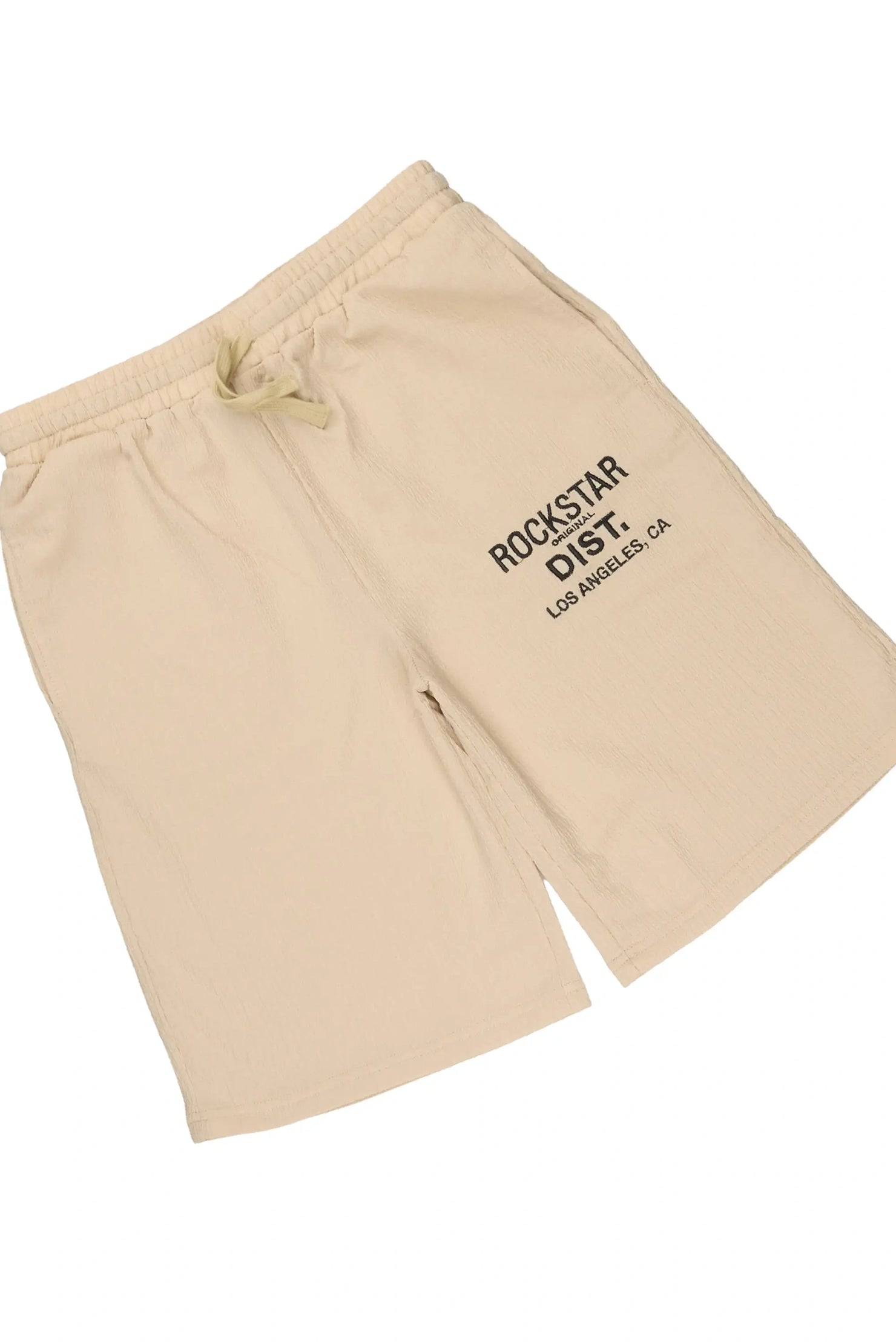 Boys Kason Beige Button Down Shirt/Short Set