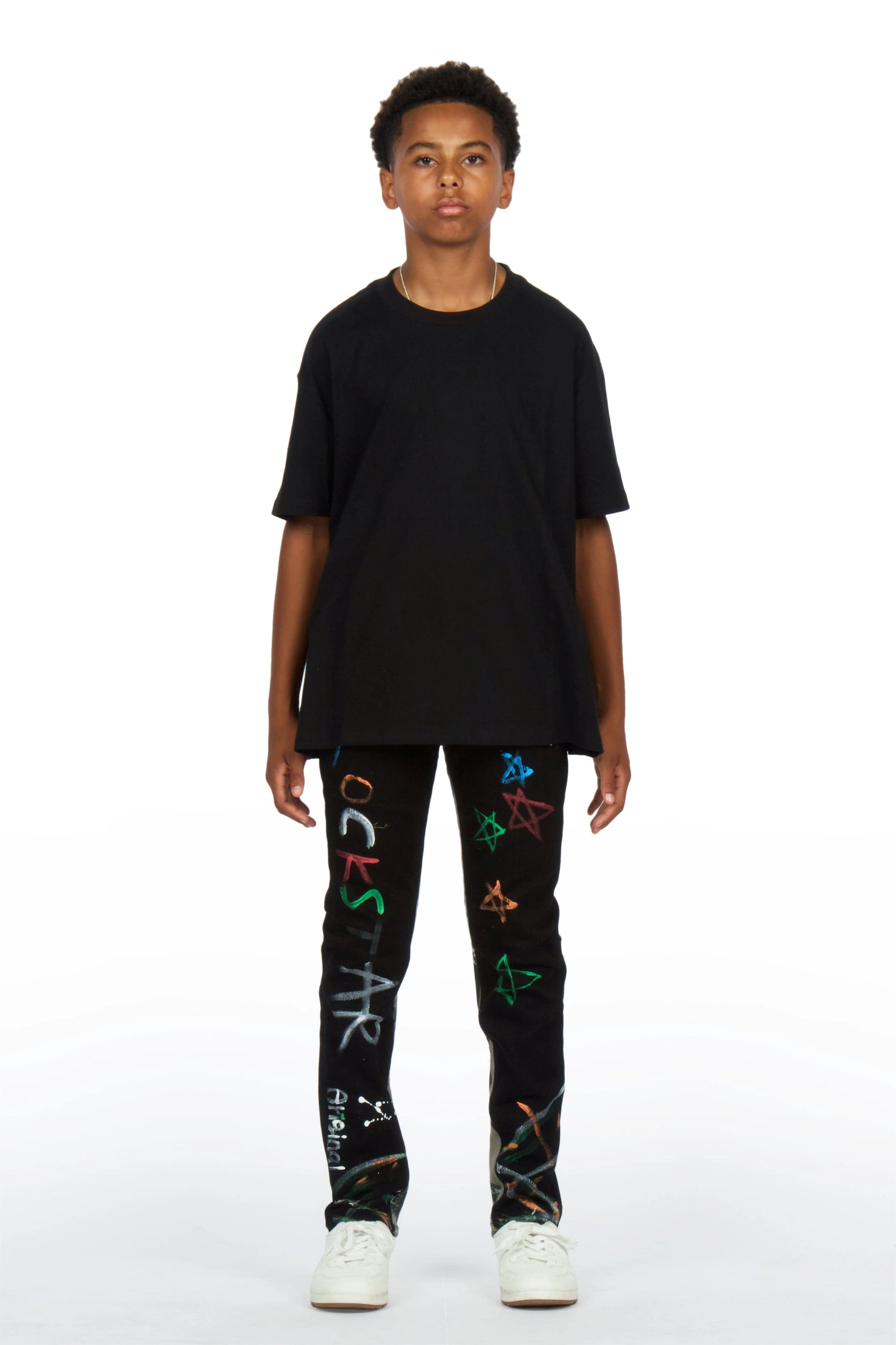 Boys Strass Black Painted Slim Jean