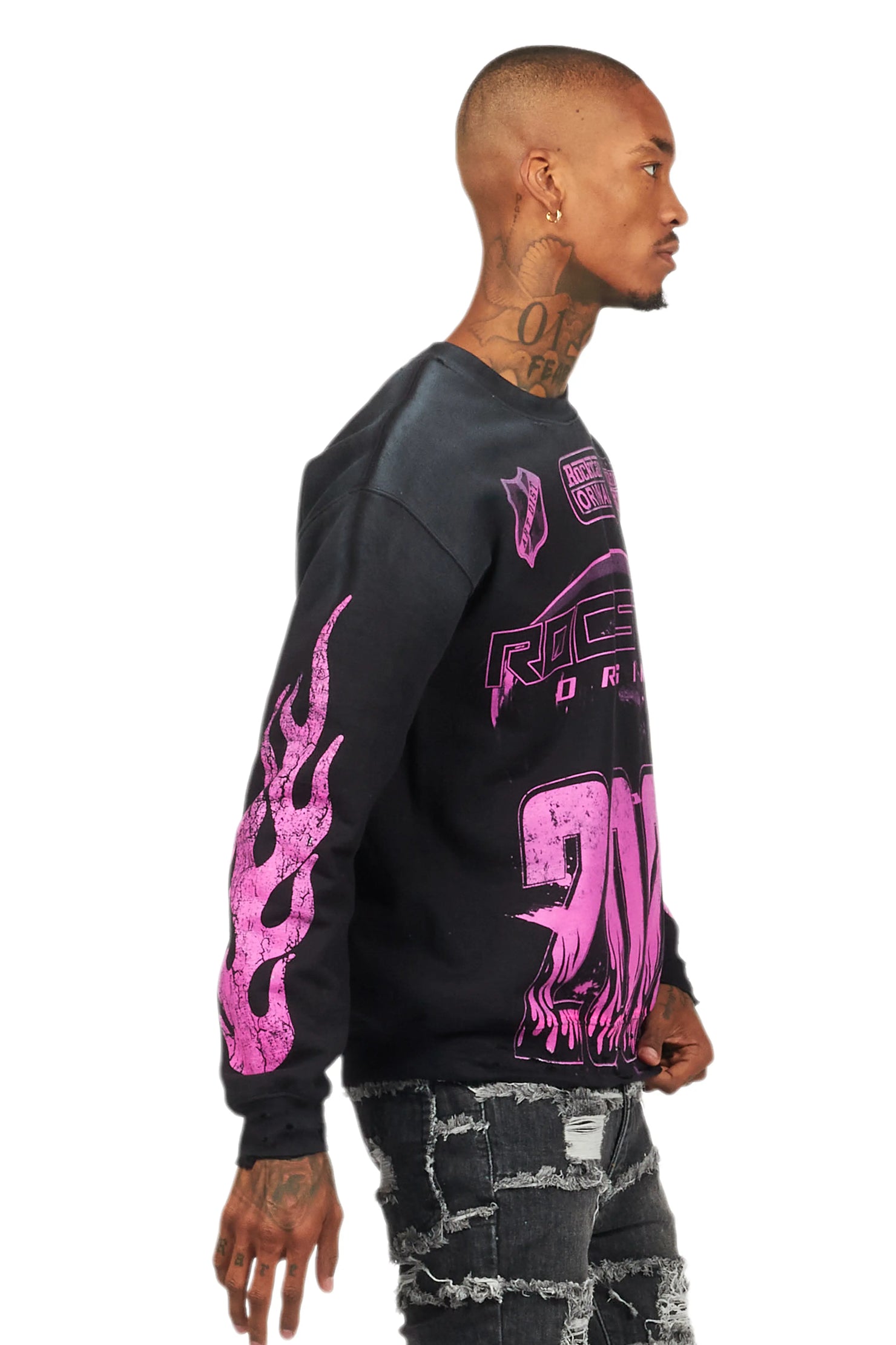Amos Black/Pink Graphic Crewneck