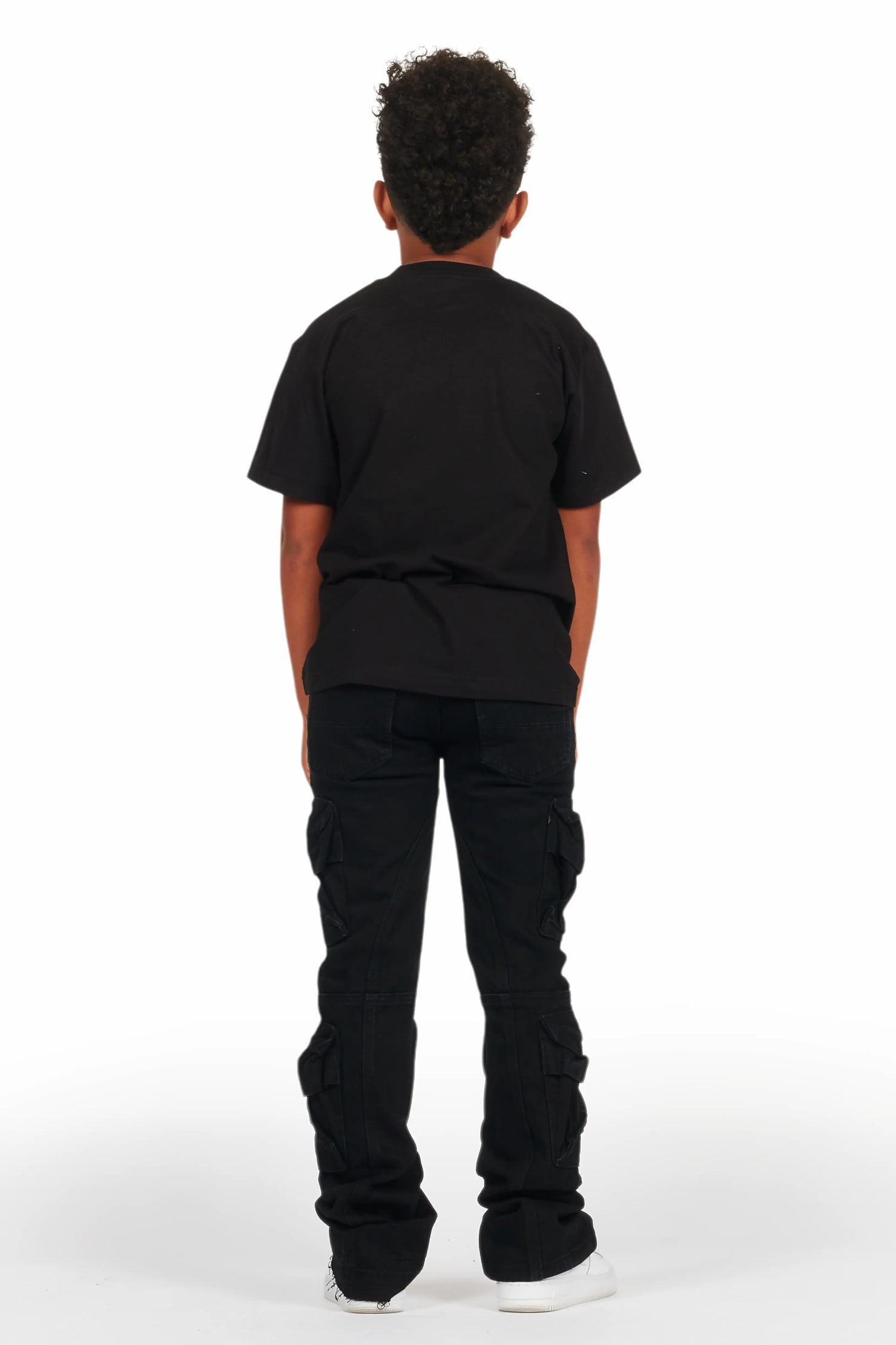 Boys Smitty Black T-Shirt/Stacked Flare Jean Set