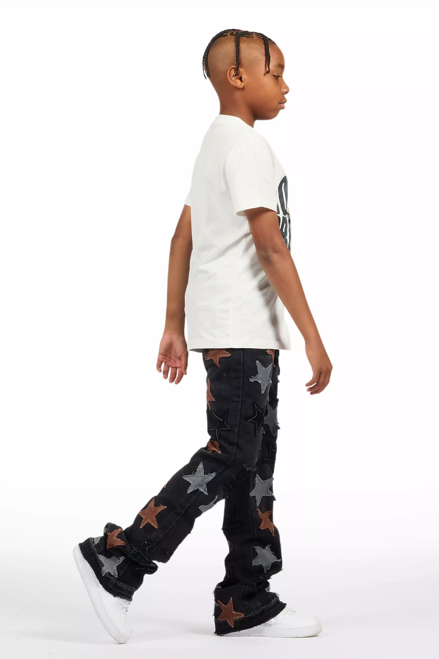 Boys StarLane Black Stacked Flare Jean