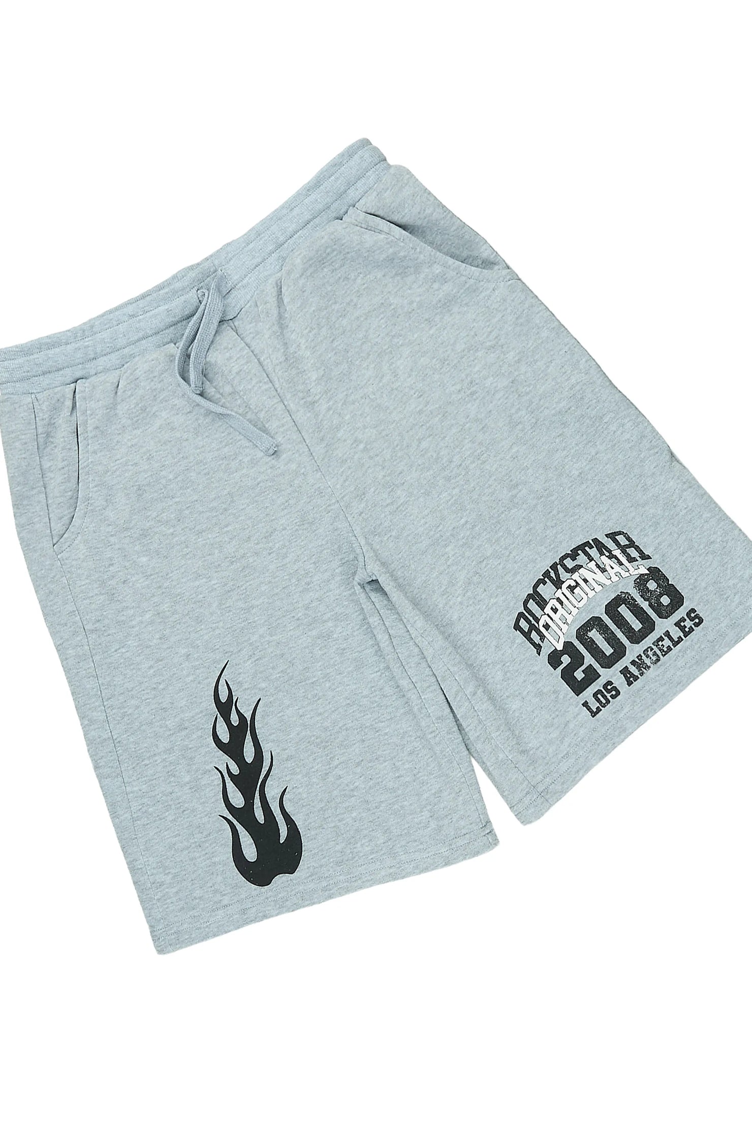 Boys Edel White/Heather Grey Oversized T-Shirt/Short Set