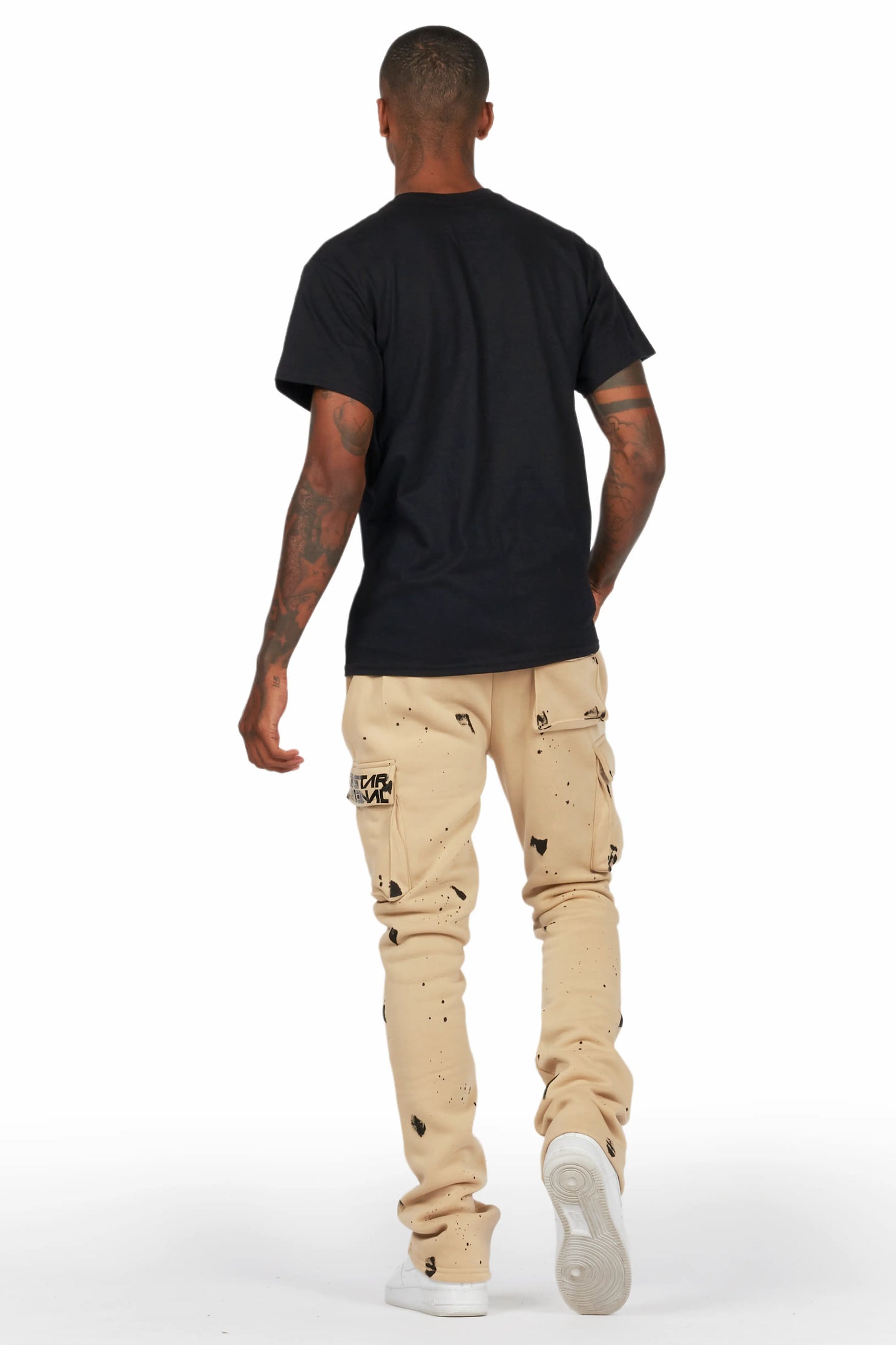 Mallor Beige/Black T-Shirt/Cargo Stacked Track Set