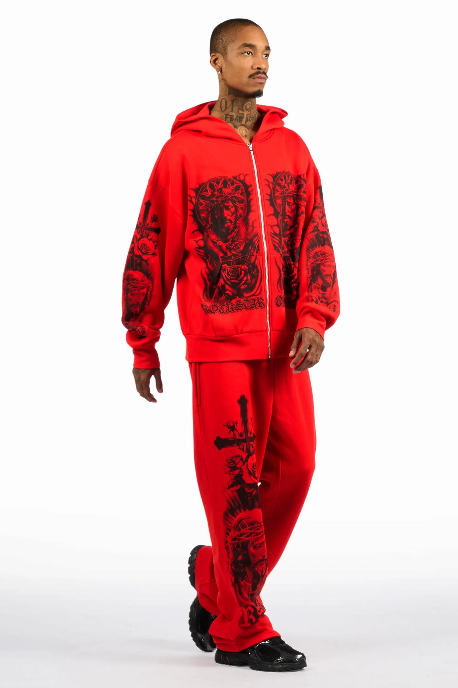 Blasted Red Hoodie/Baggy Pant Track Set