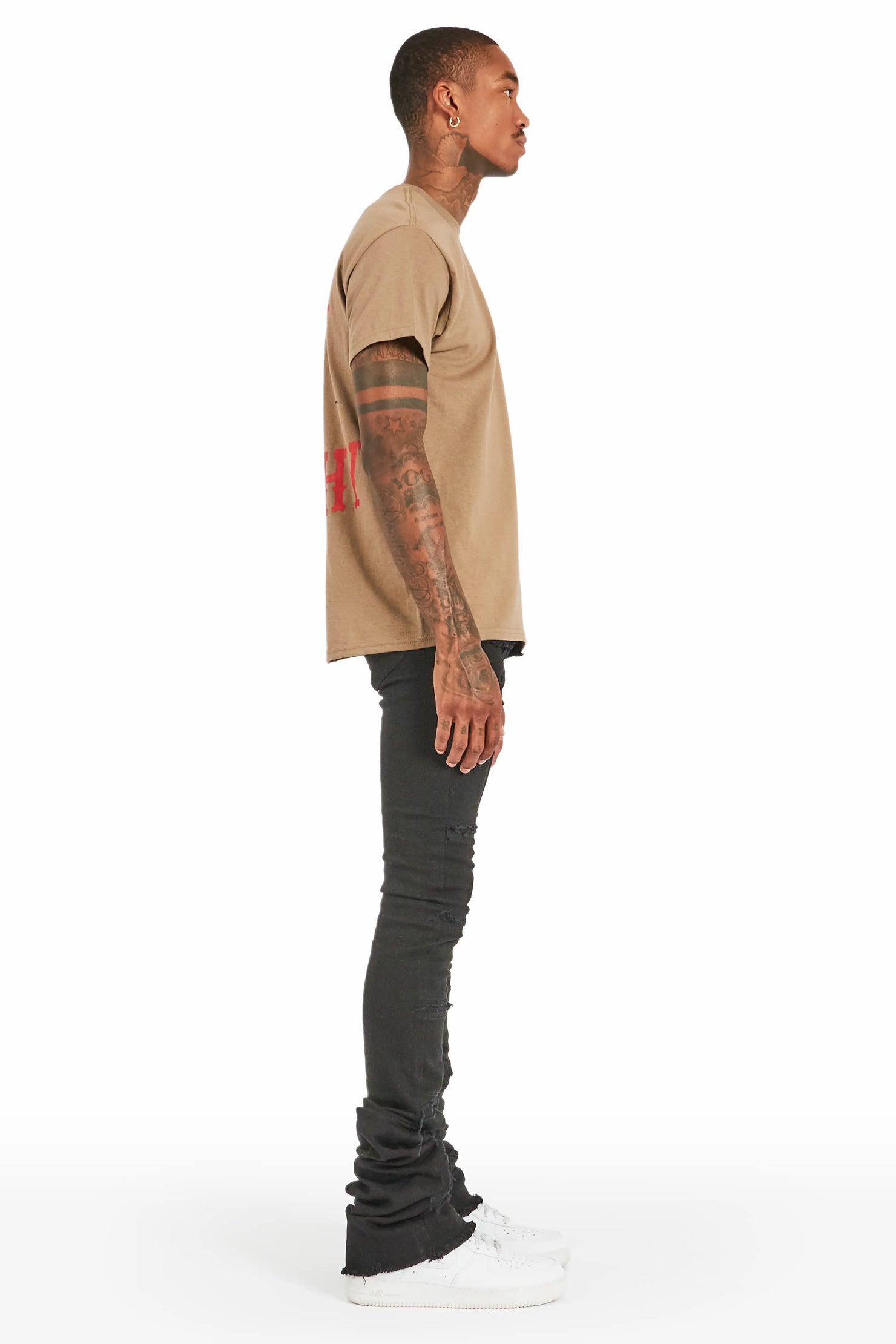 Zevon Black Super Stacked Flare Jean