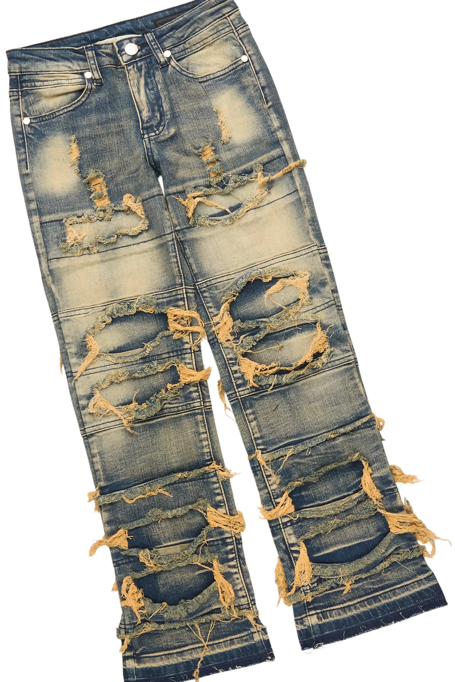 Boys Ezra White T-Shirt & Vasco Dark Tint Stacked Jean Set