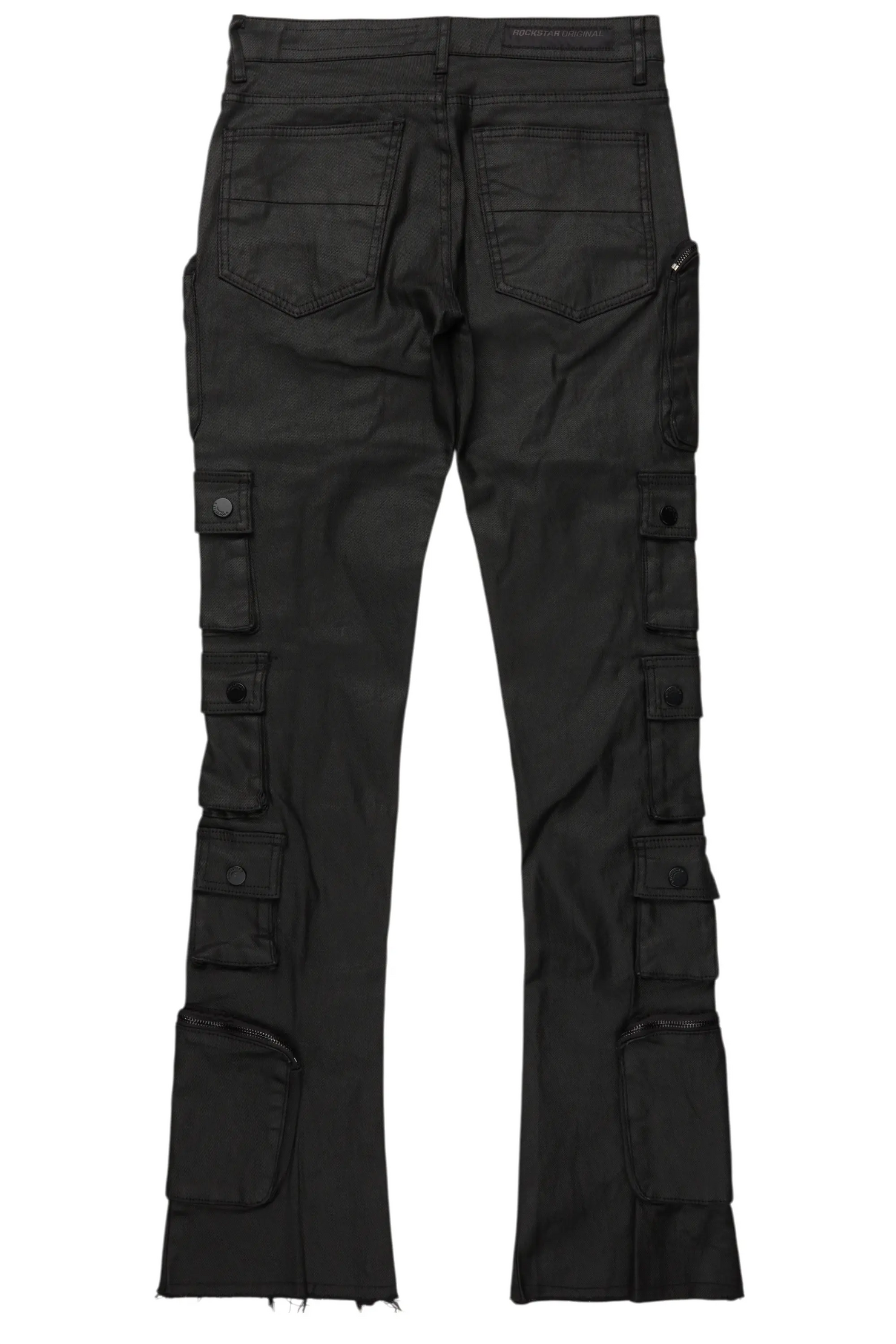 Konrad Black Coated Stacked Flare Jean