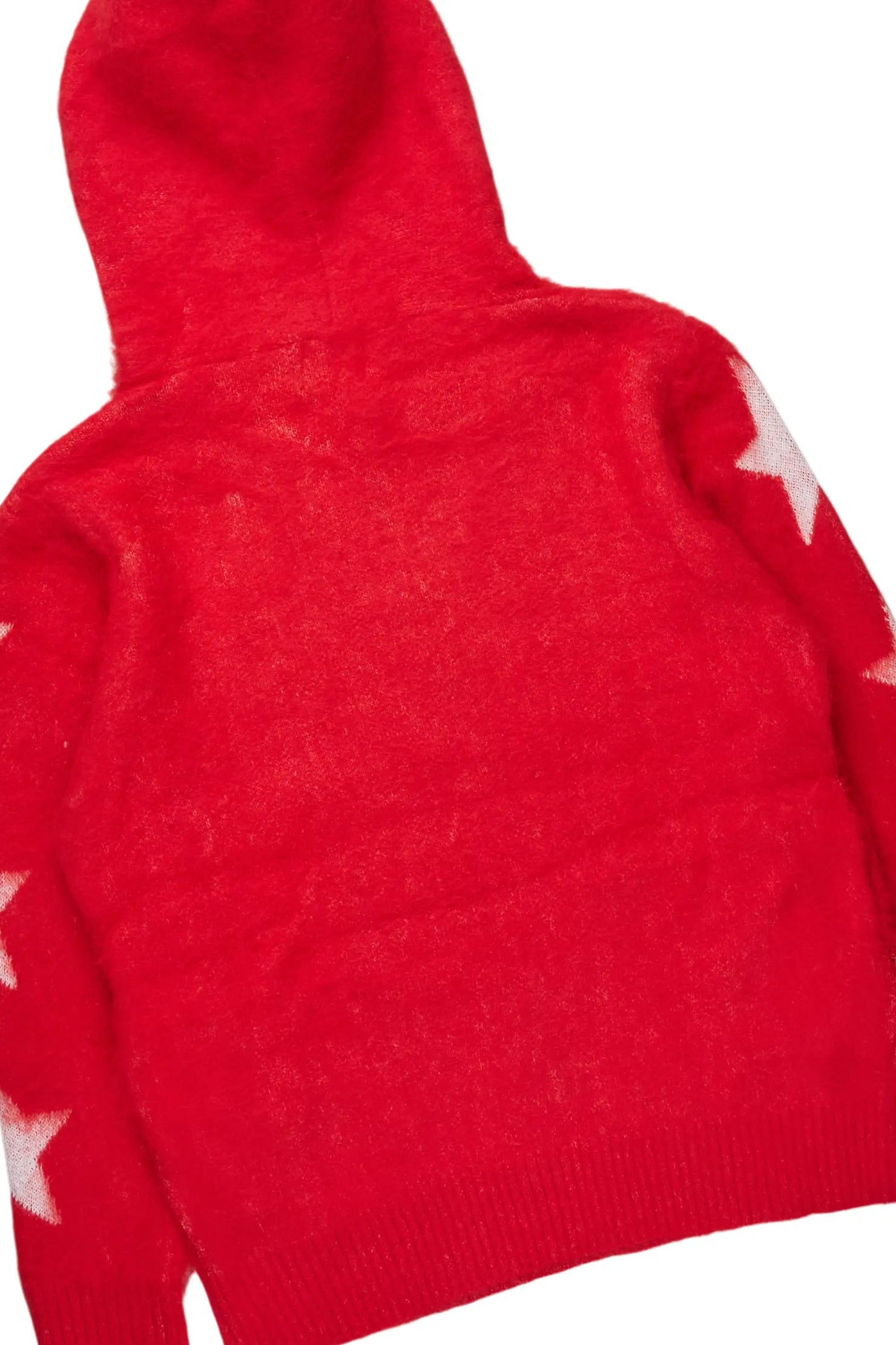 Allstar Red Hoodie Stacked Flare Knitted Mohair Track Set