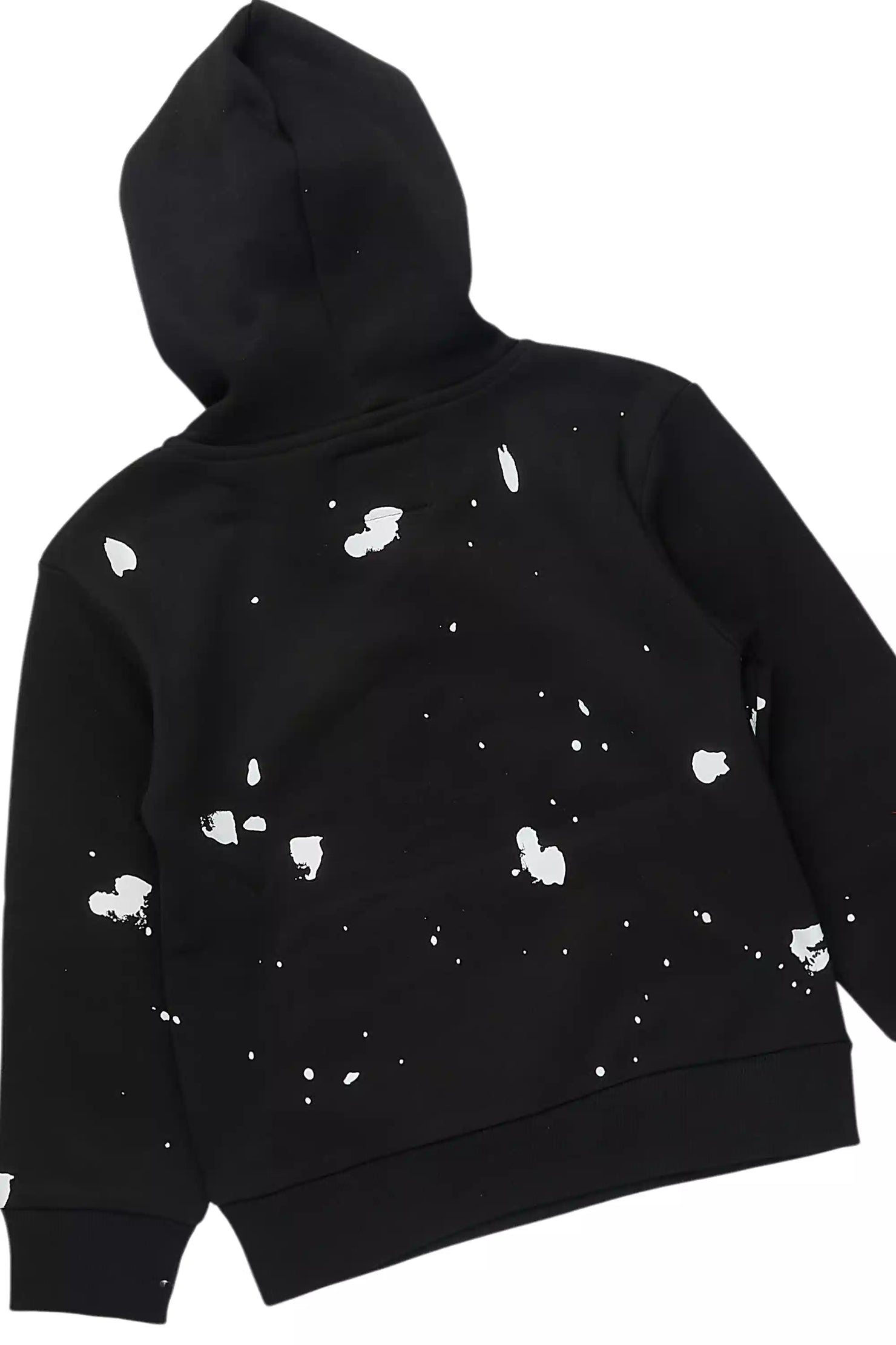 Girls Hadley Black Hoodie Stacked Flare Track Set