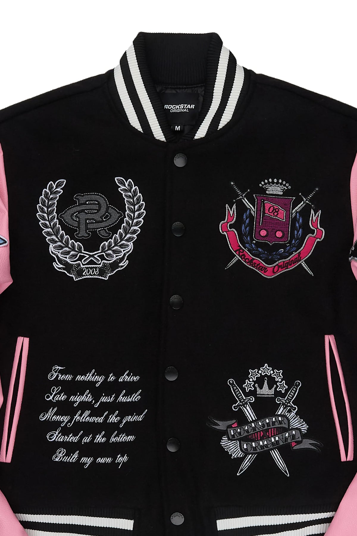 Althene Black/Pink Oversized Varsity Jacket