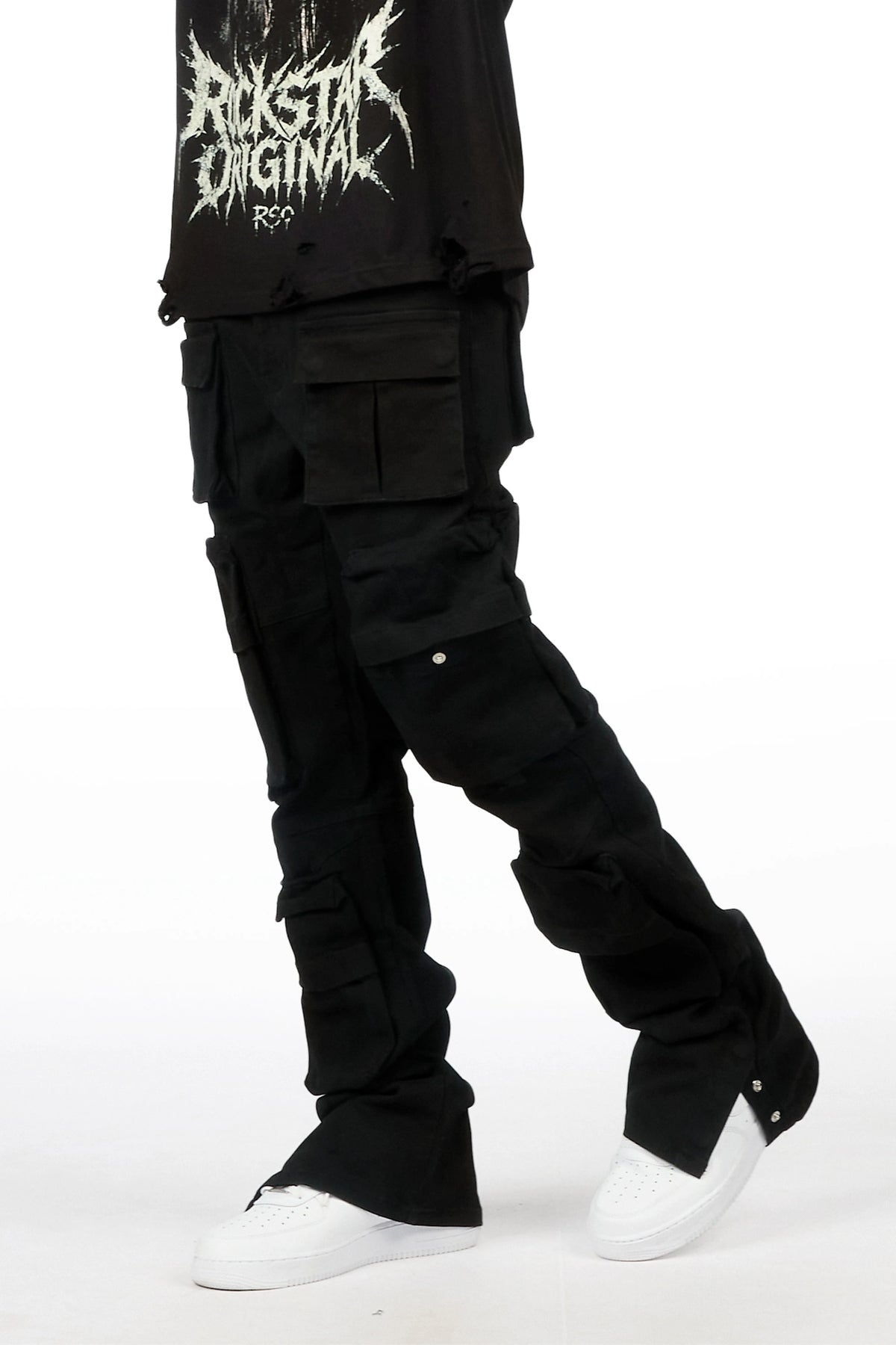 Shepard Black Cargo Stacked Flare Jean