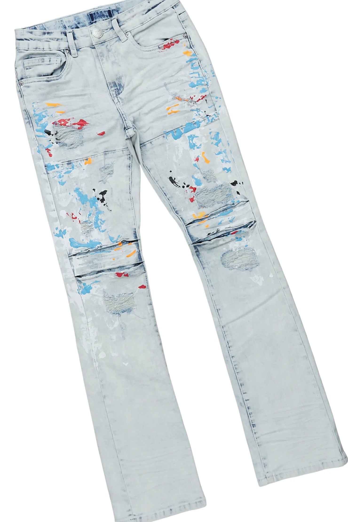 Boys Urian White/Red T-Shirt/Stacked Flare Jean Set