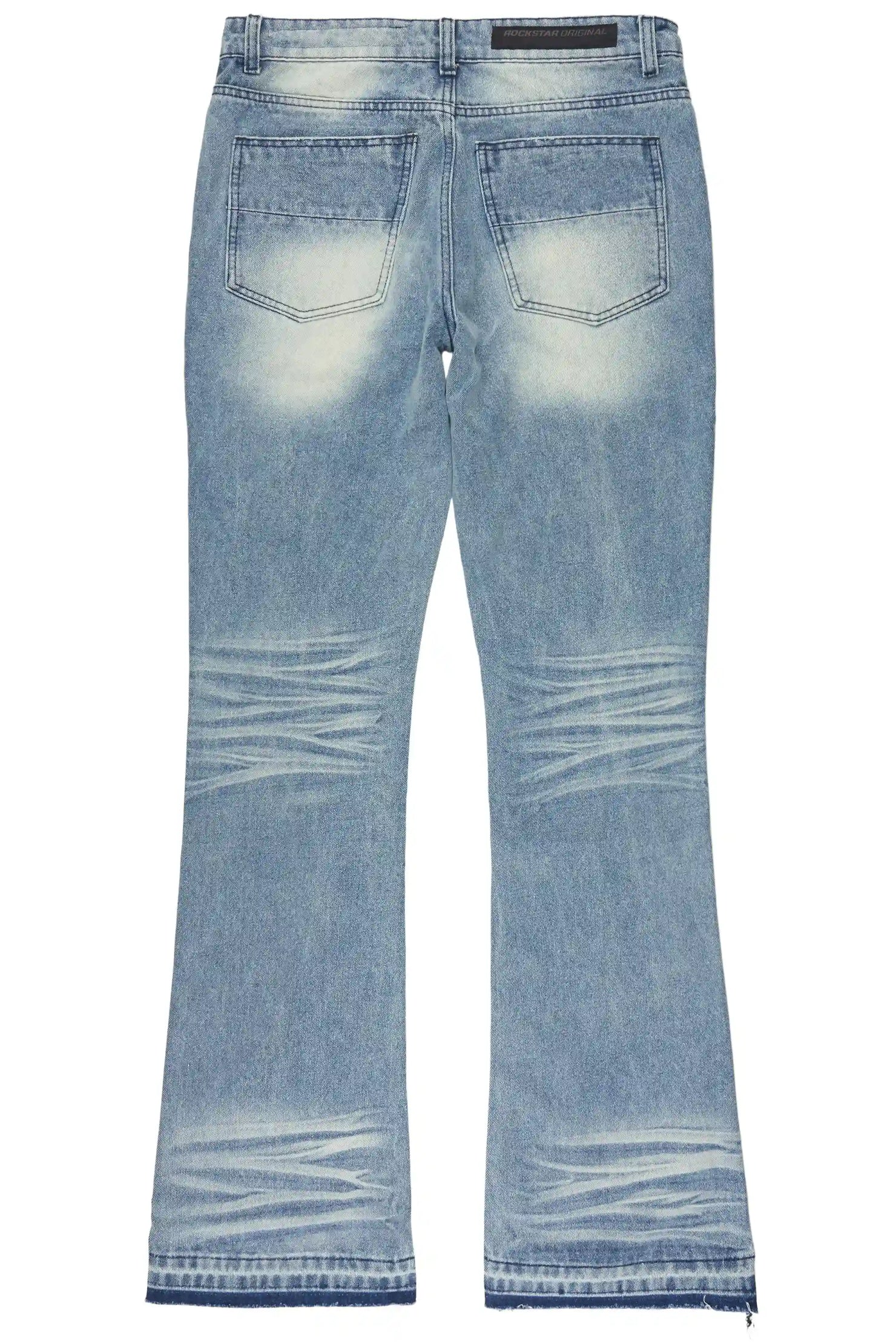 Folor Light Blue Stacked Flare Jean