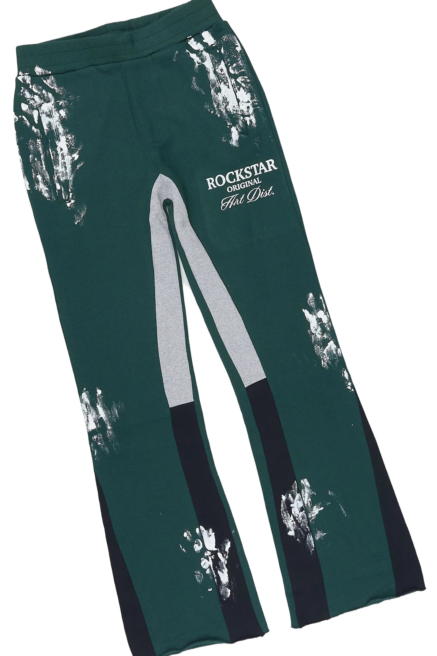 Boys Filips Green/White  Hoodie/Stacked Flare Track Set