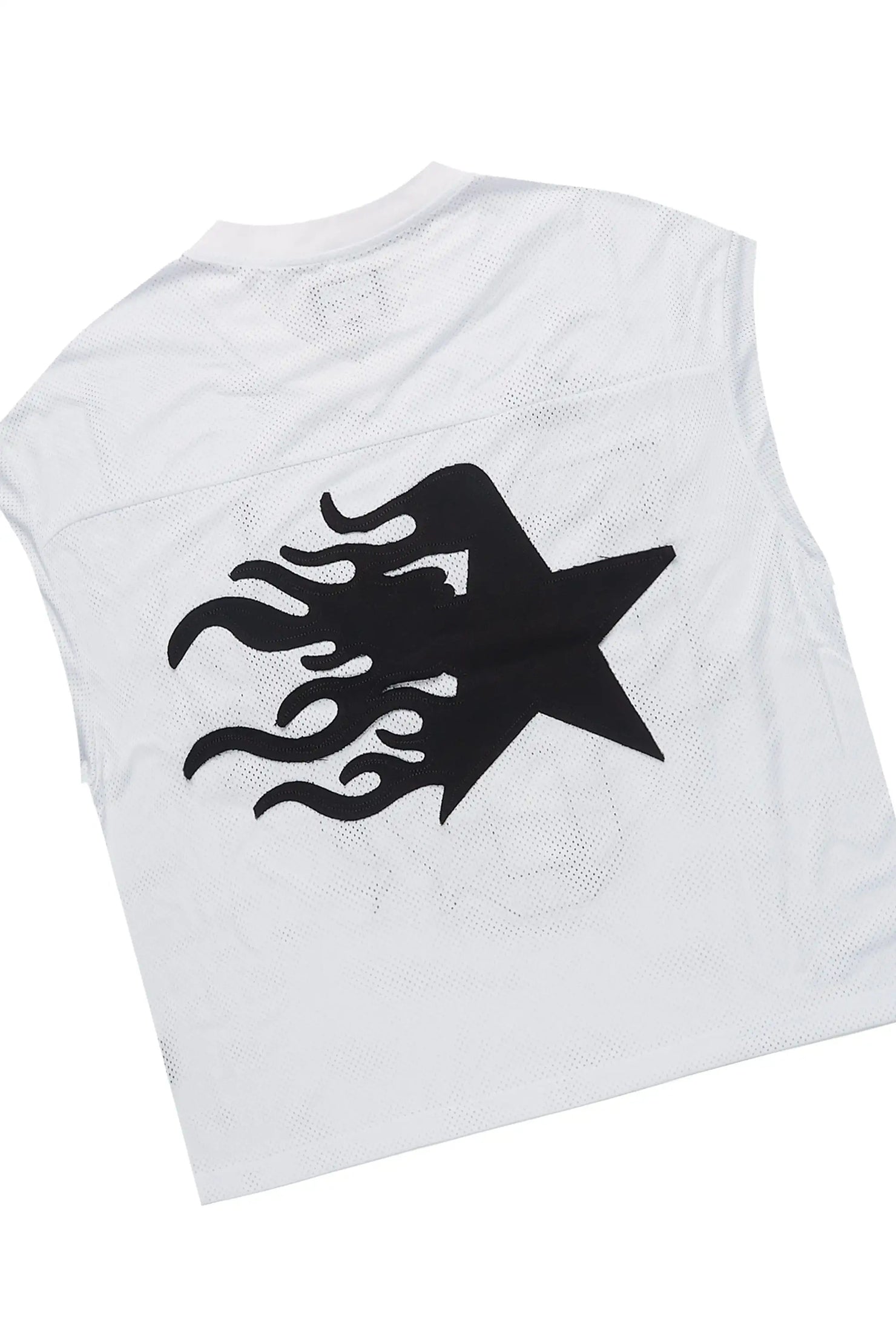 Pluton White Cut Sleeve Mesh T-Shirt/Short Set