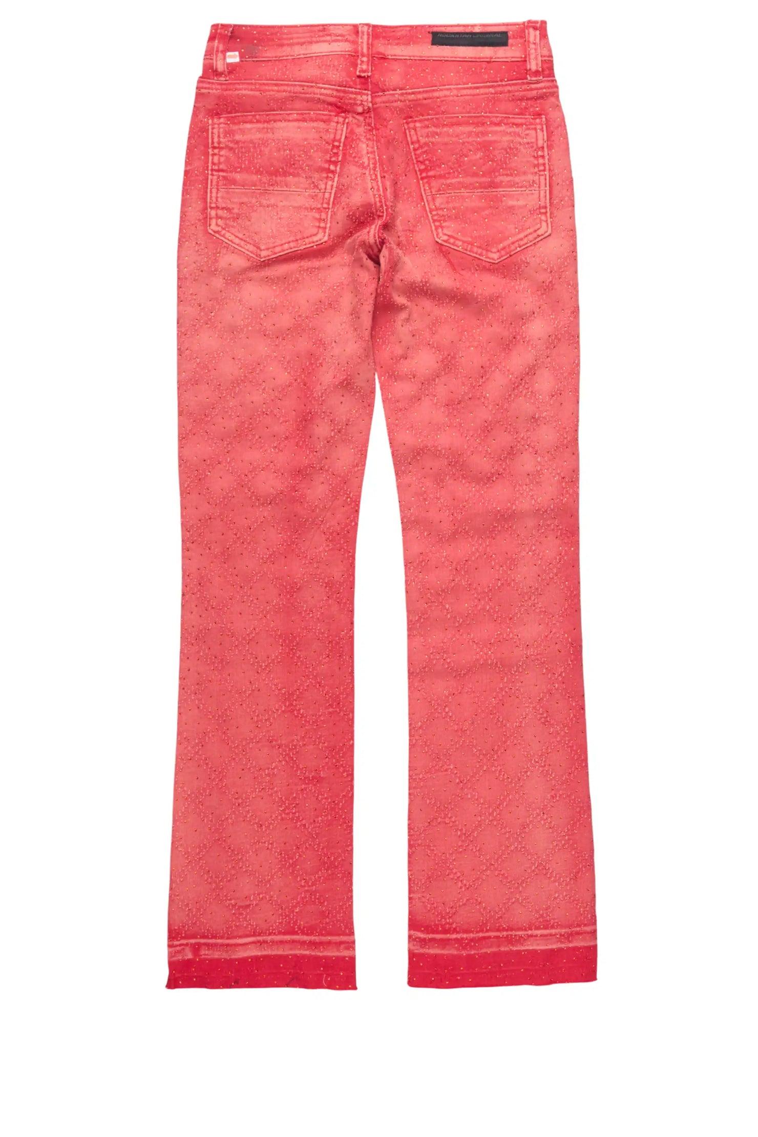 Boys Glit Red Rhinestone Stacked Flare Jean