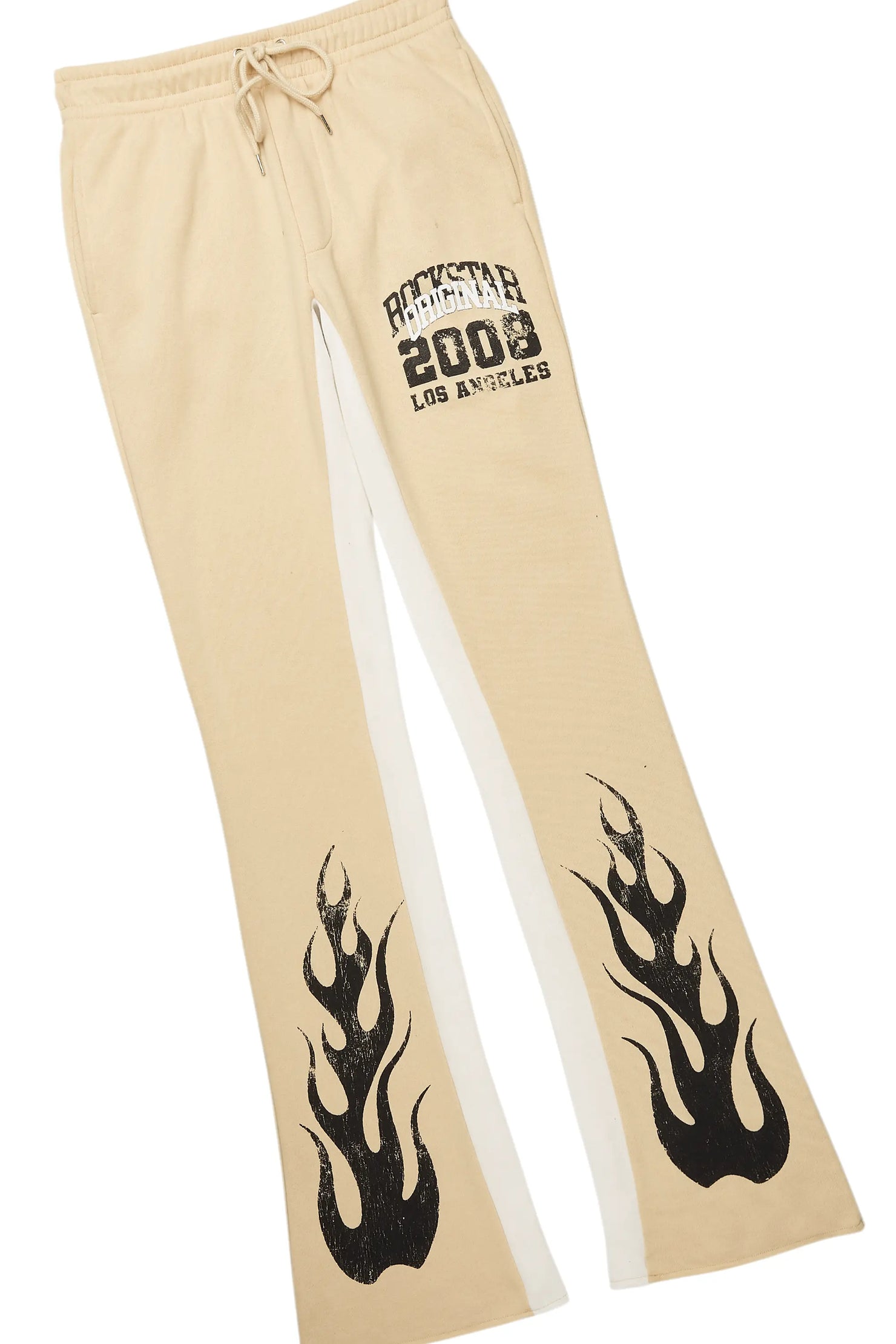 Edel White/Beige T-Shirt/Stacked Baggy Track Pant Set