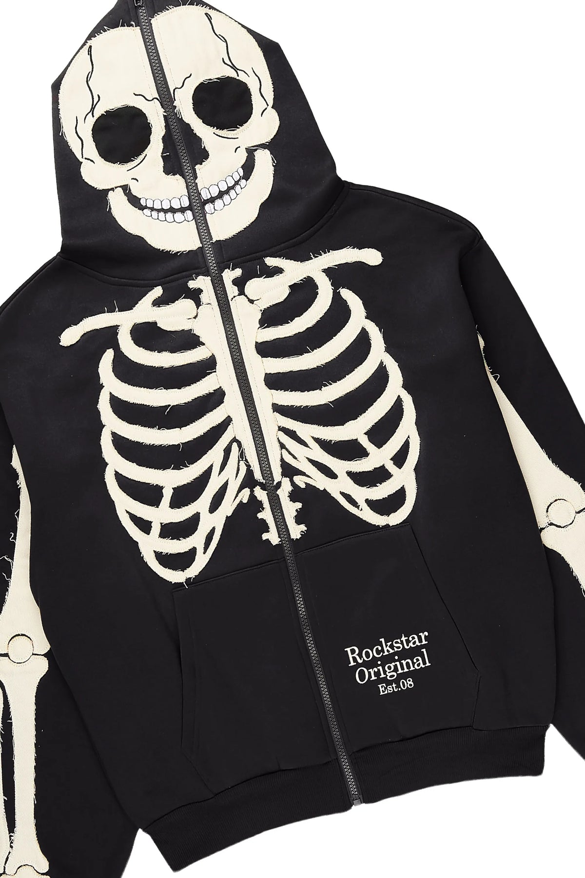 Boys Scathe Black Patch Zip Up/Baggy Track Set