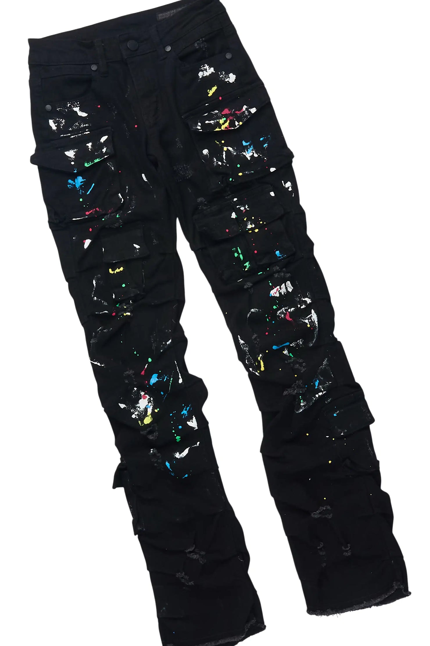 Boys Braddy White/Black T-Shirt/Stacked Painter Jean Set