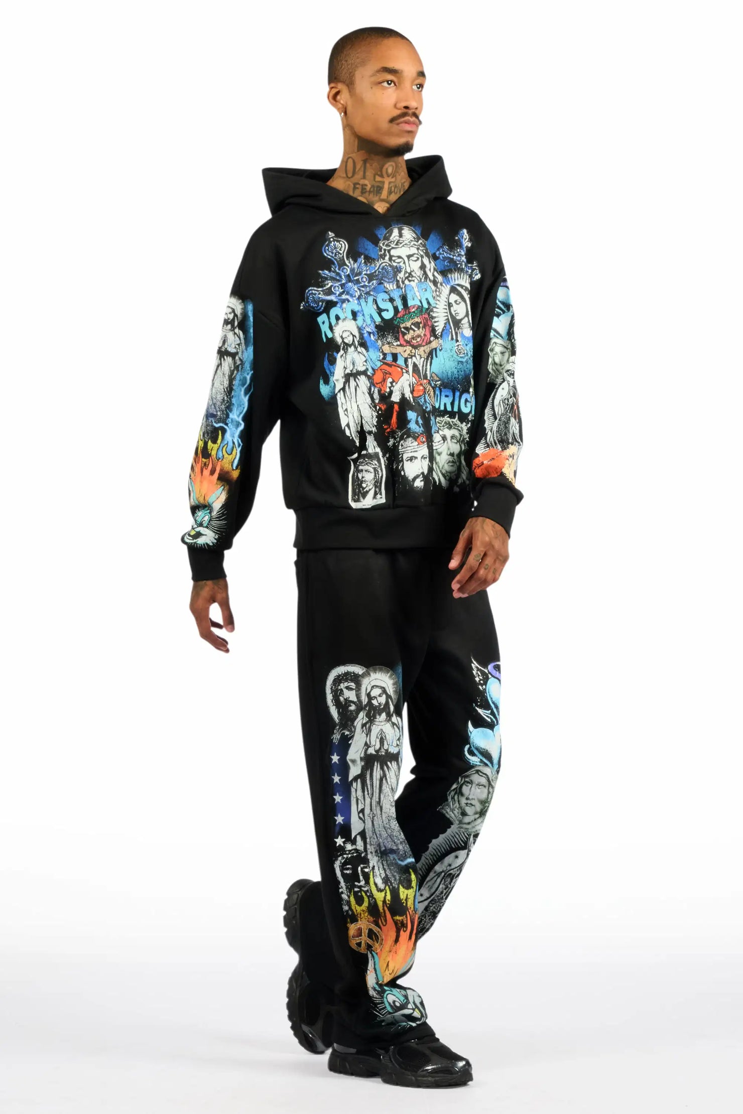 Diyos Black Hoodie/Baggy Pant Track Set