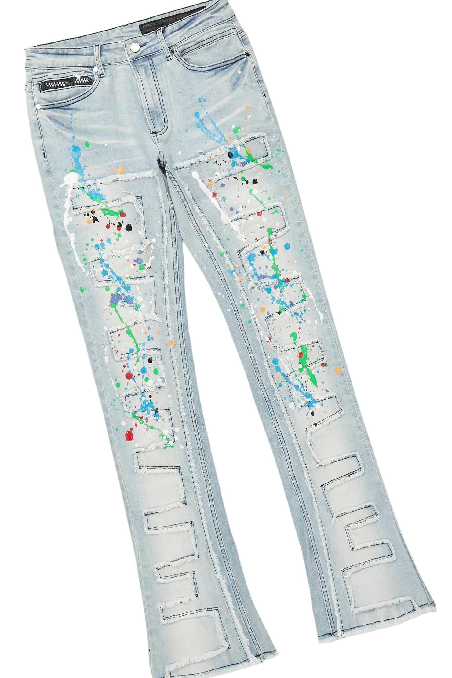 Oriel White/Black T-Shirt/Stacked Flare Jean Set