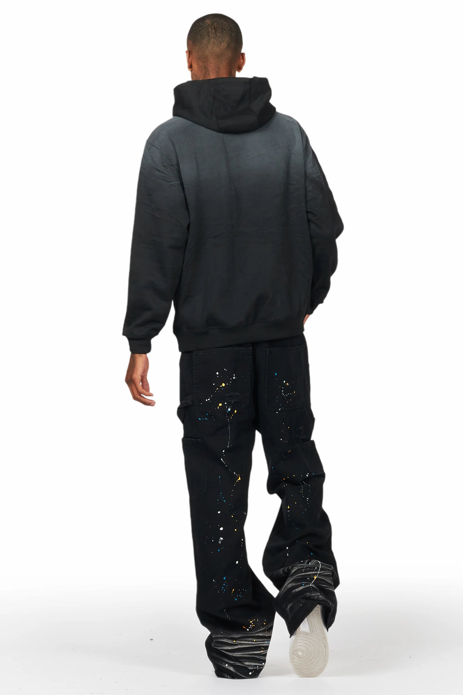 Ojas Black Graphic Distressed Hoodie