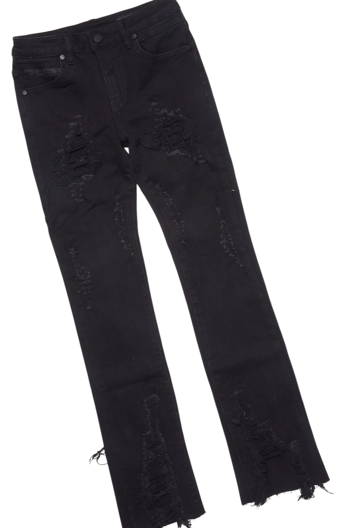 Boys Amos Black/White T-Shirt/Stacked Flare Jean Set