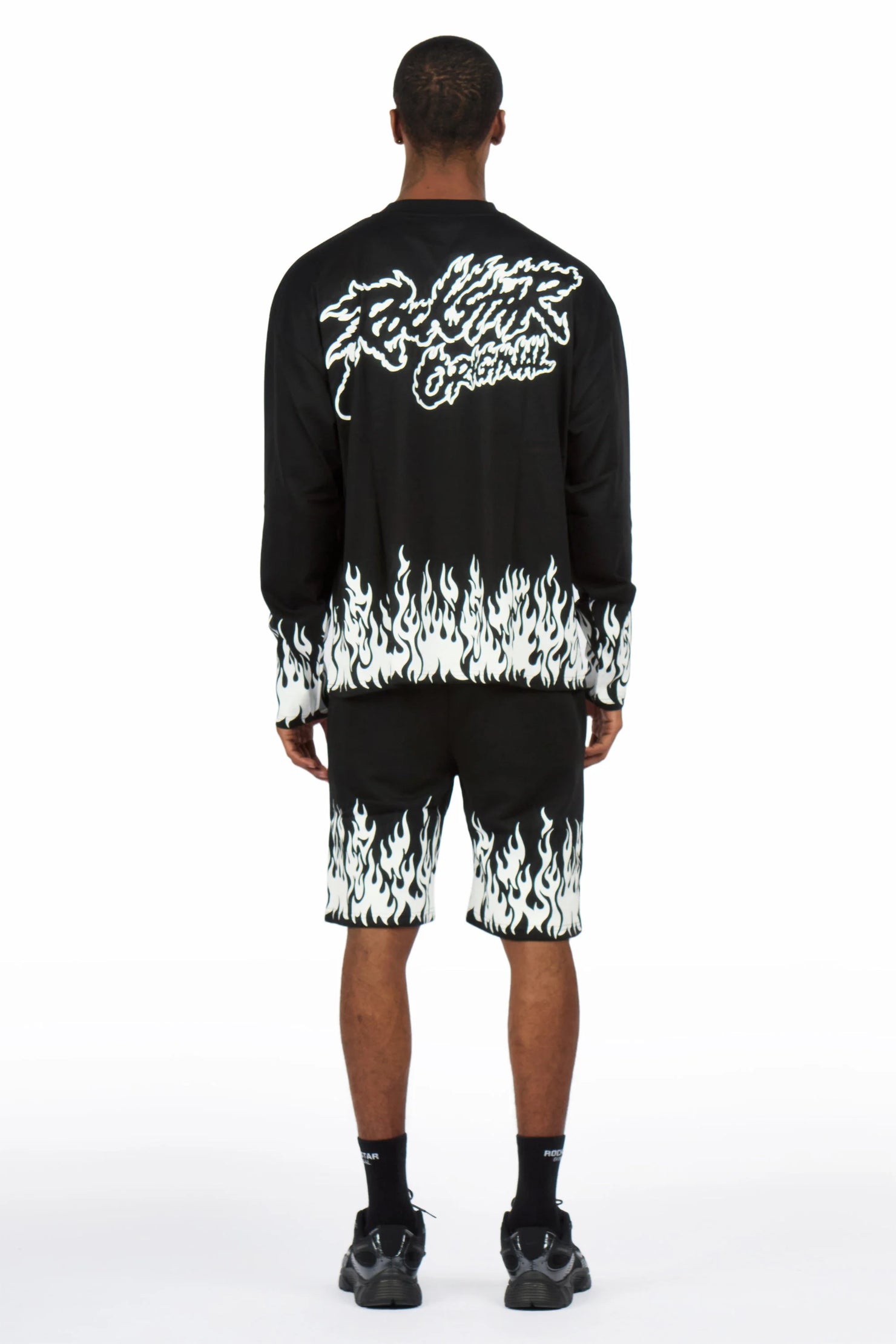 Bubble Black/White Long Sleeve T-Shirt/Short Set