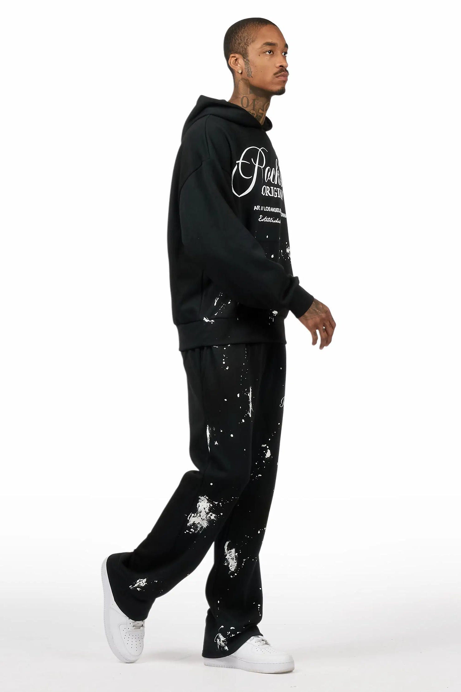 Cero Black/White Hoodie Relaxed Track Set