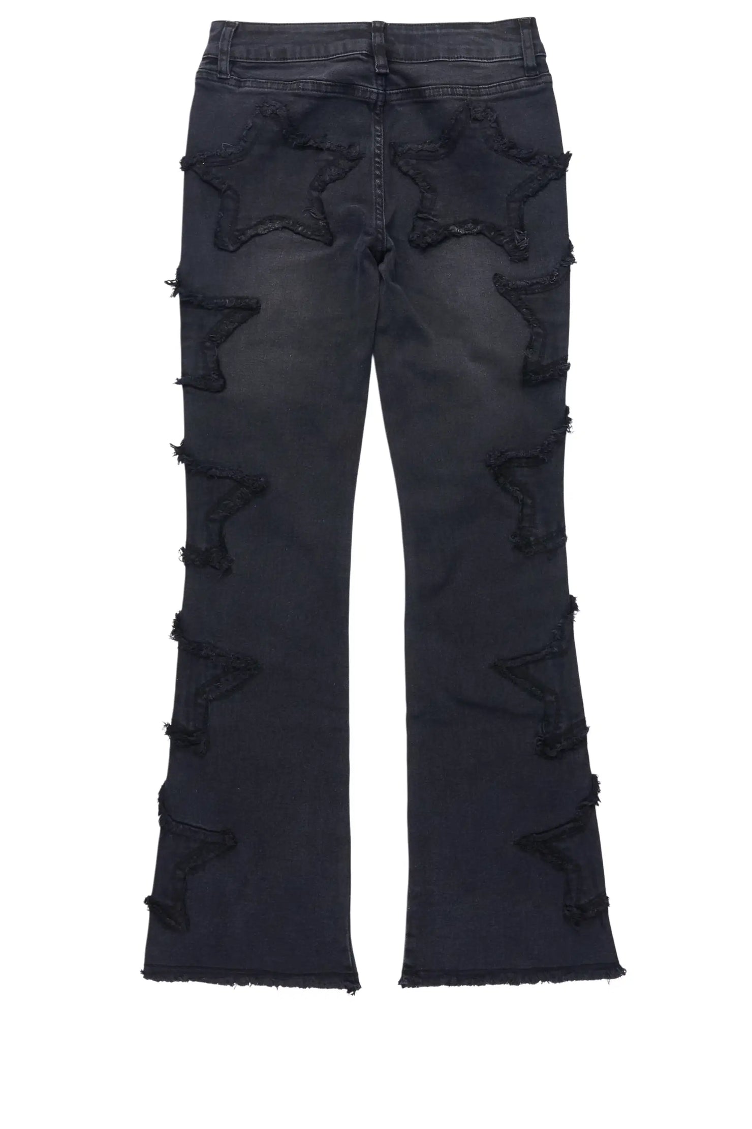 Girls Sinayah Black Wash Stacked Flare Jean