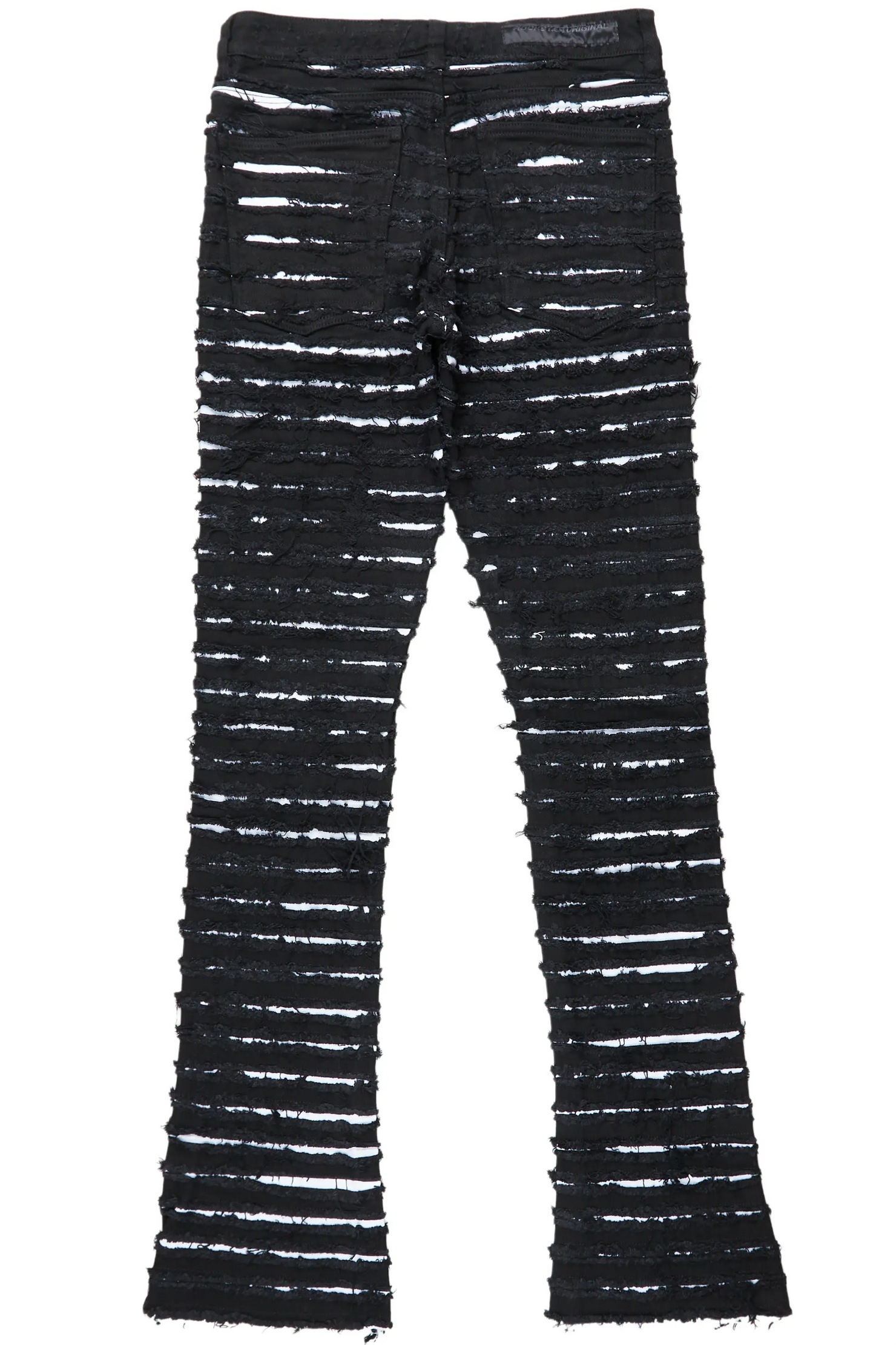 Korren White/Black Stacked Flare Jean