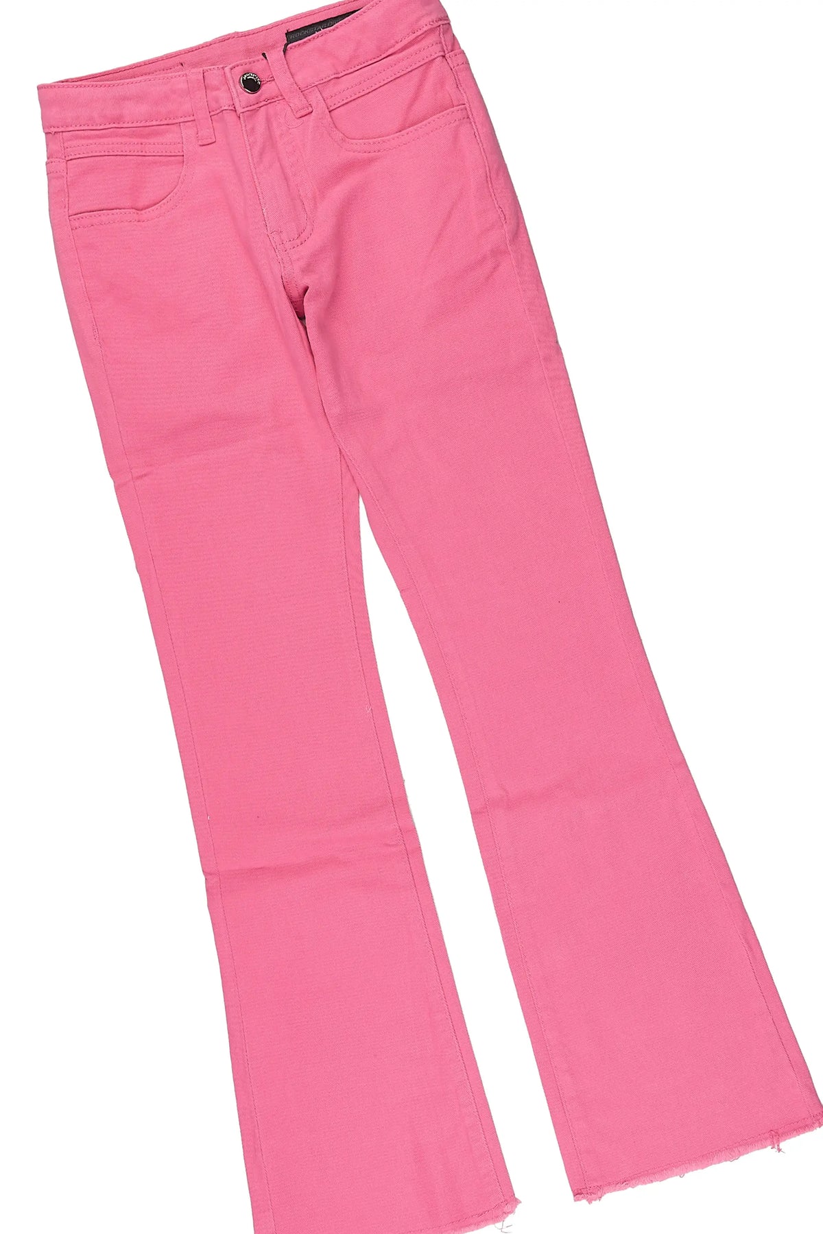 Girls Villana White/Pink Long Sleeve T-Shirt Stacked Jean Set