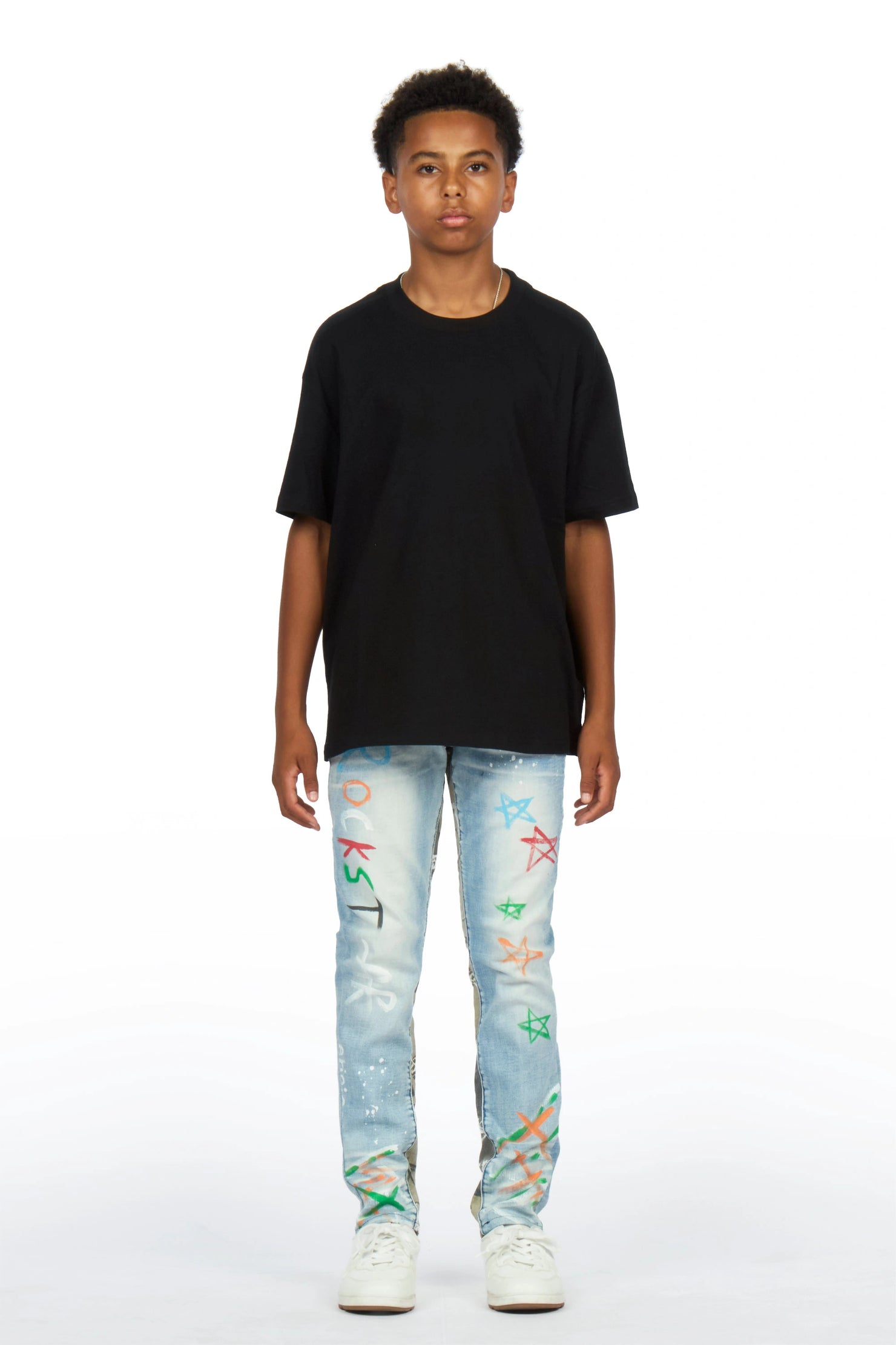 Boys Strass Blue Painted Slim Jean